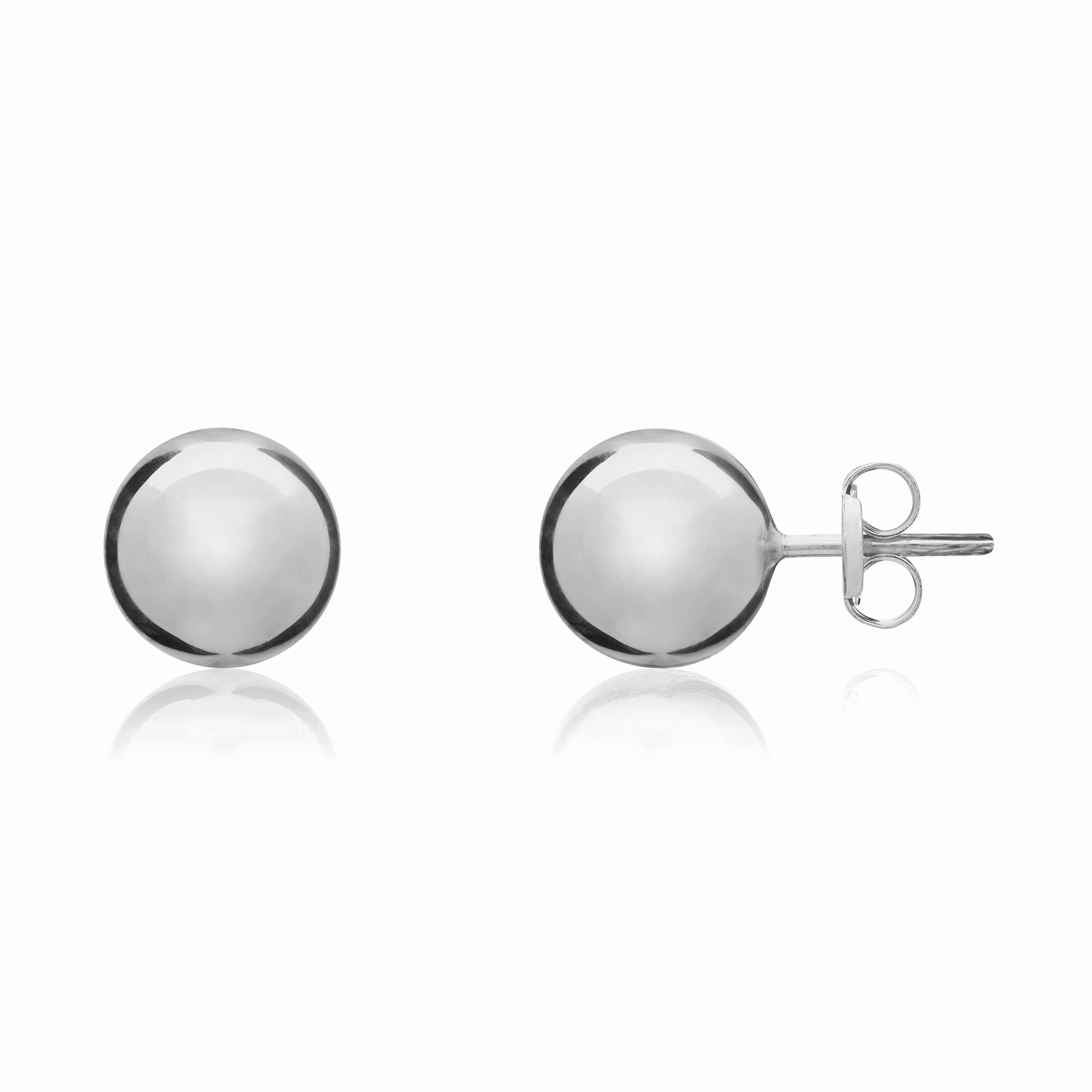 18CT WHITE GOLD 8MM POLISHED BALL EARSTUDS