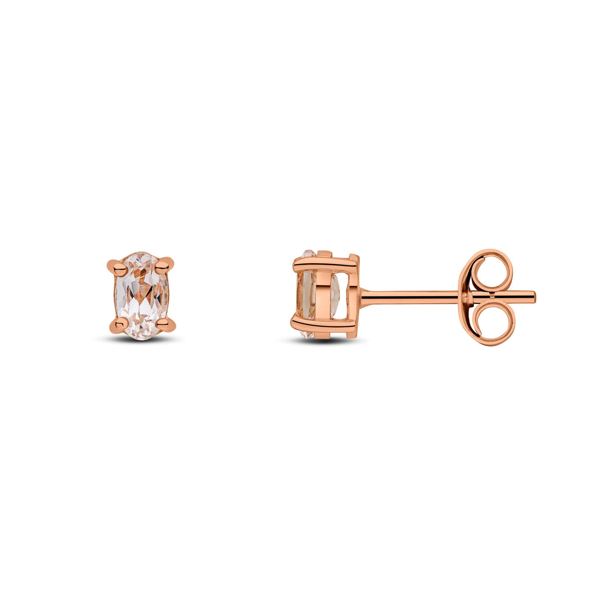 9CT RG 5X3 OVAL MORGANITE CLAW SET EARRINGS