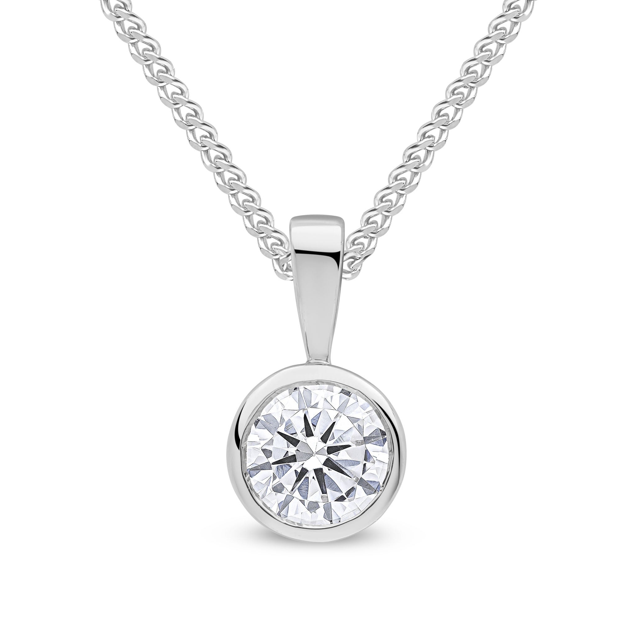9CT WG 6MM ROUND CZ RUBOVER PENDANT