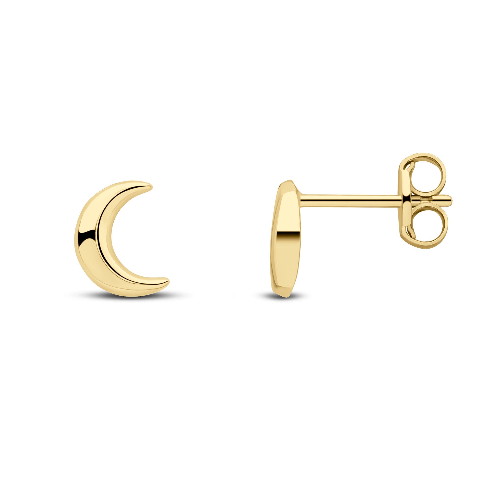 9CT YG POLISHED CRESCENT STUD EARRINGS