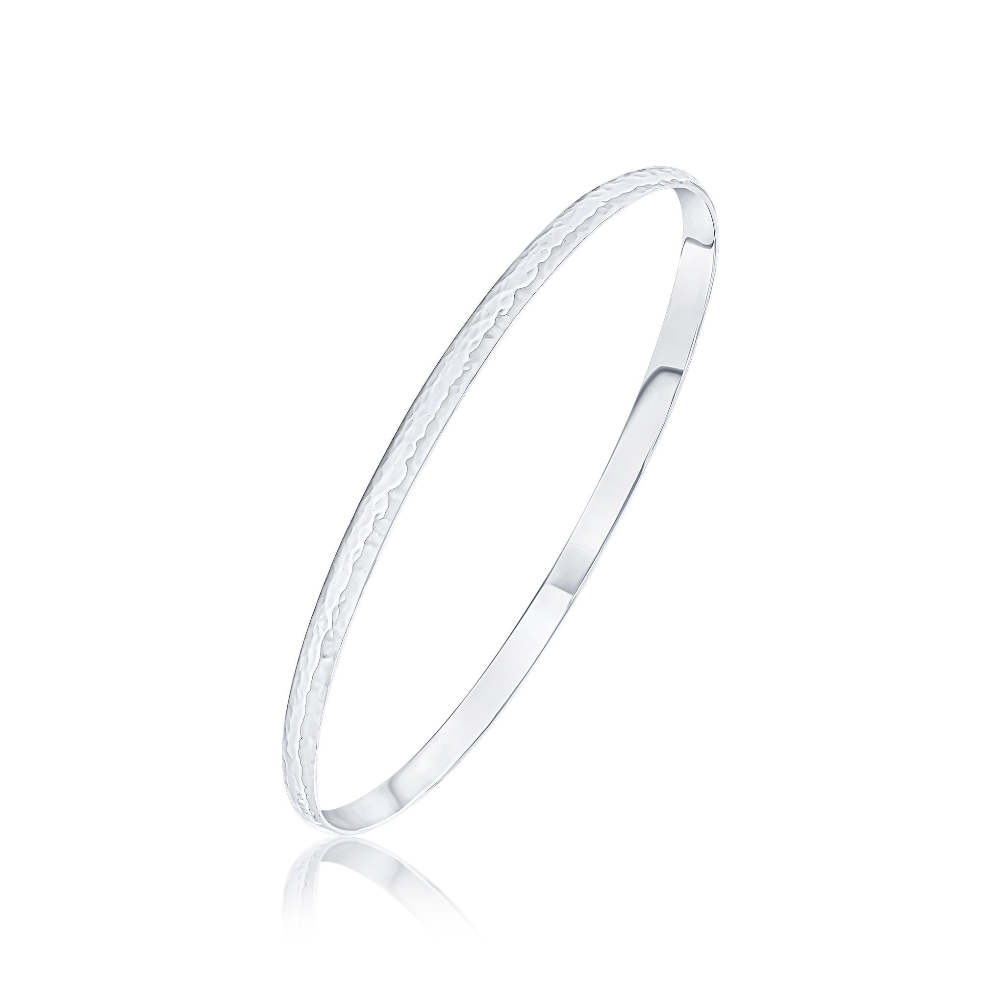 Silver 4mm Court Hammered Bangle