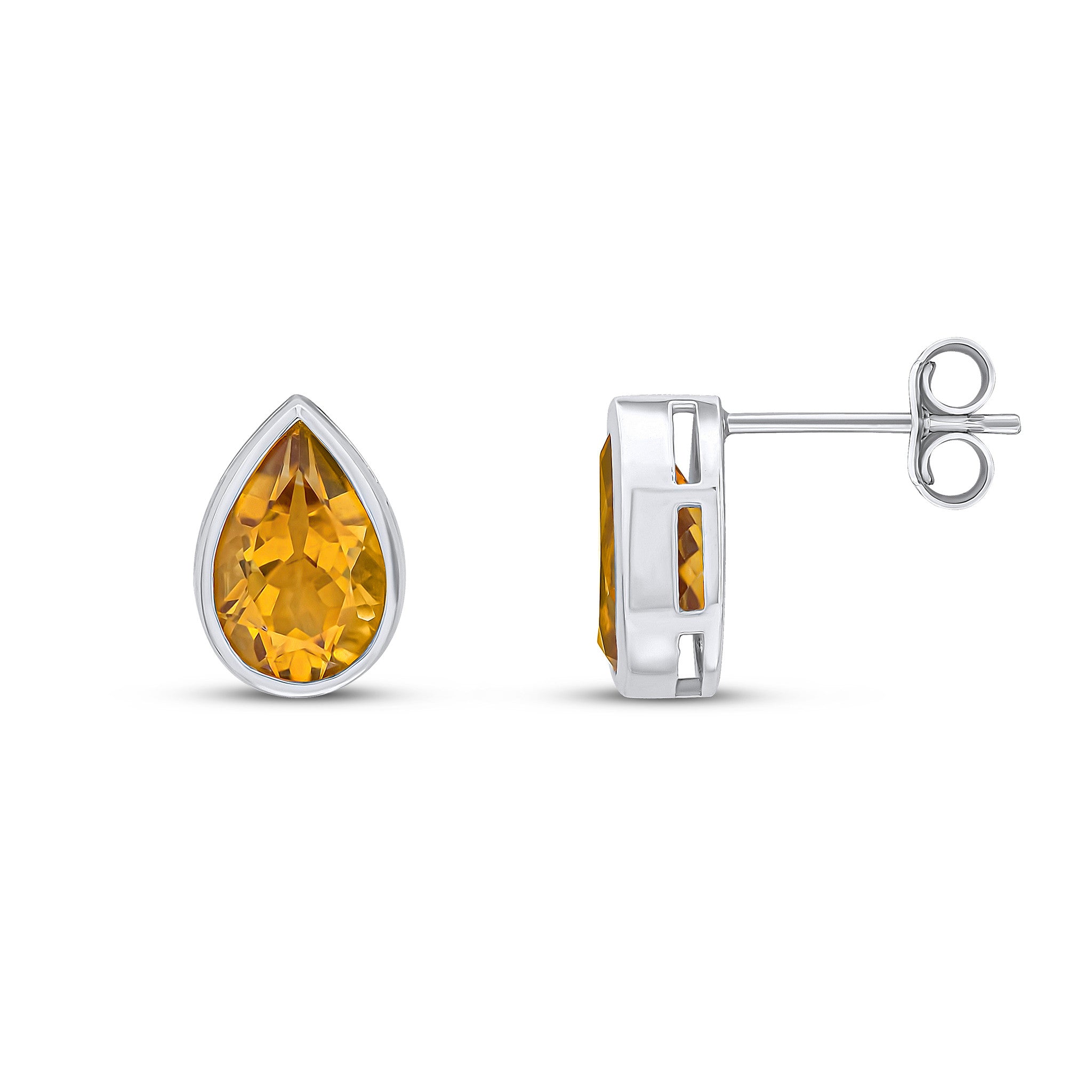 9CT WG 9X6 PEARSHAPE CITRINE RUBOVER EARRINGS