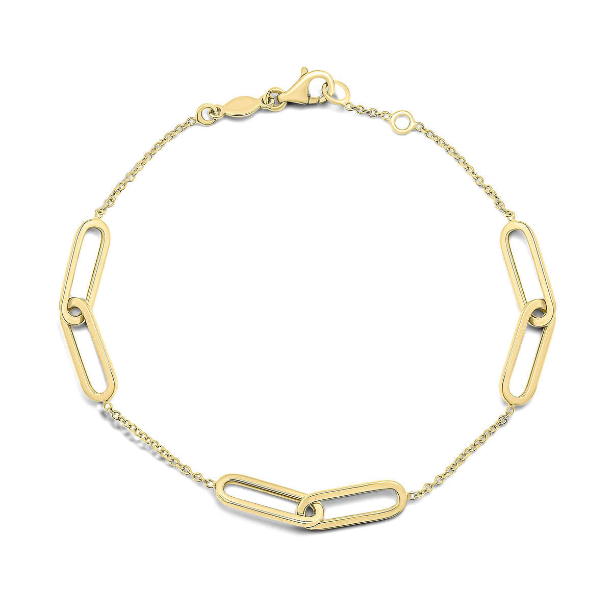 9CT YG CHAIN & DOUBLE OPEN OVAL LINK BRACELET