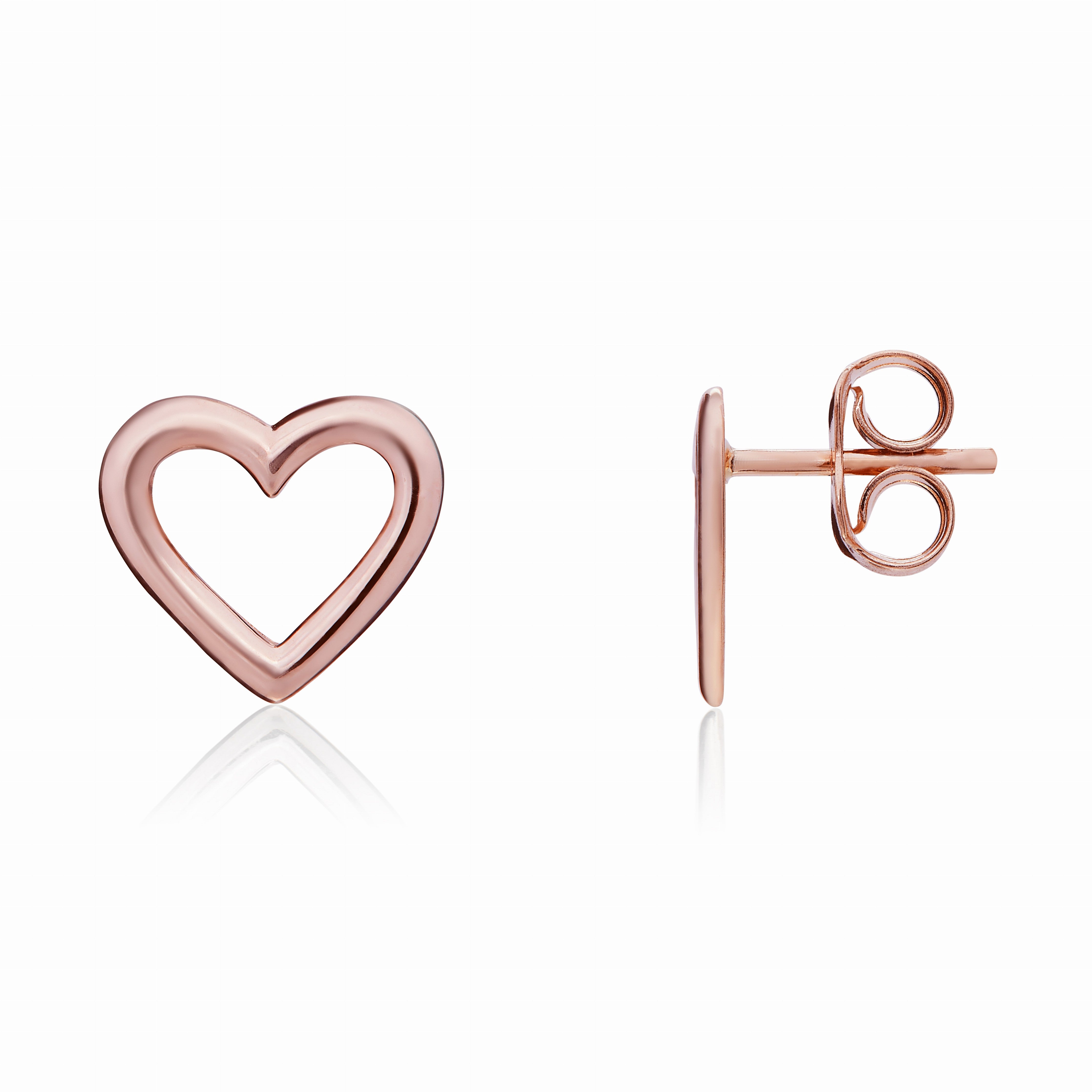 9CT ROSE GOLD POLISHED SIMPLE OPEN HEART STUD EARRINGS
