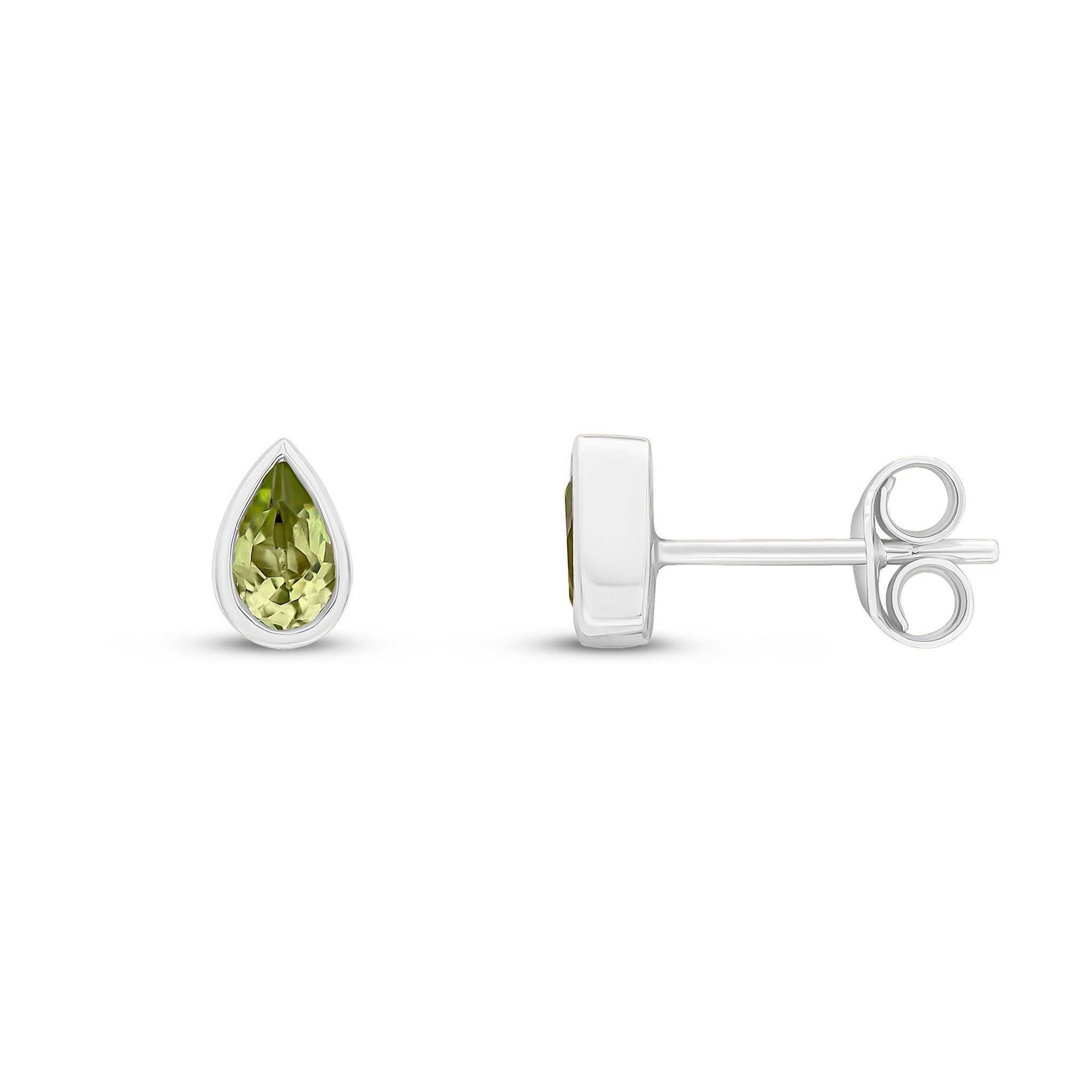 9CT WG 5X3 PEARSHAPE PERIDOT RUBOVER SET EARRINGS