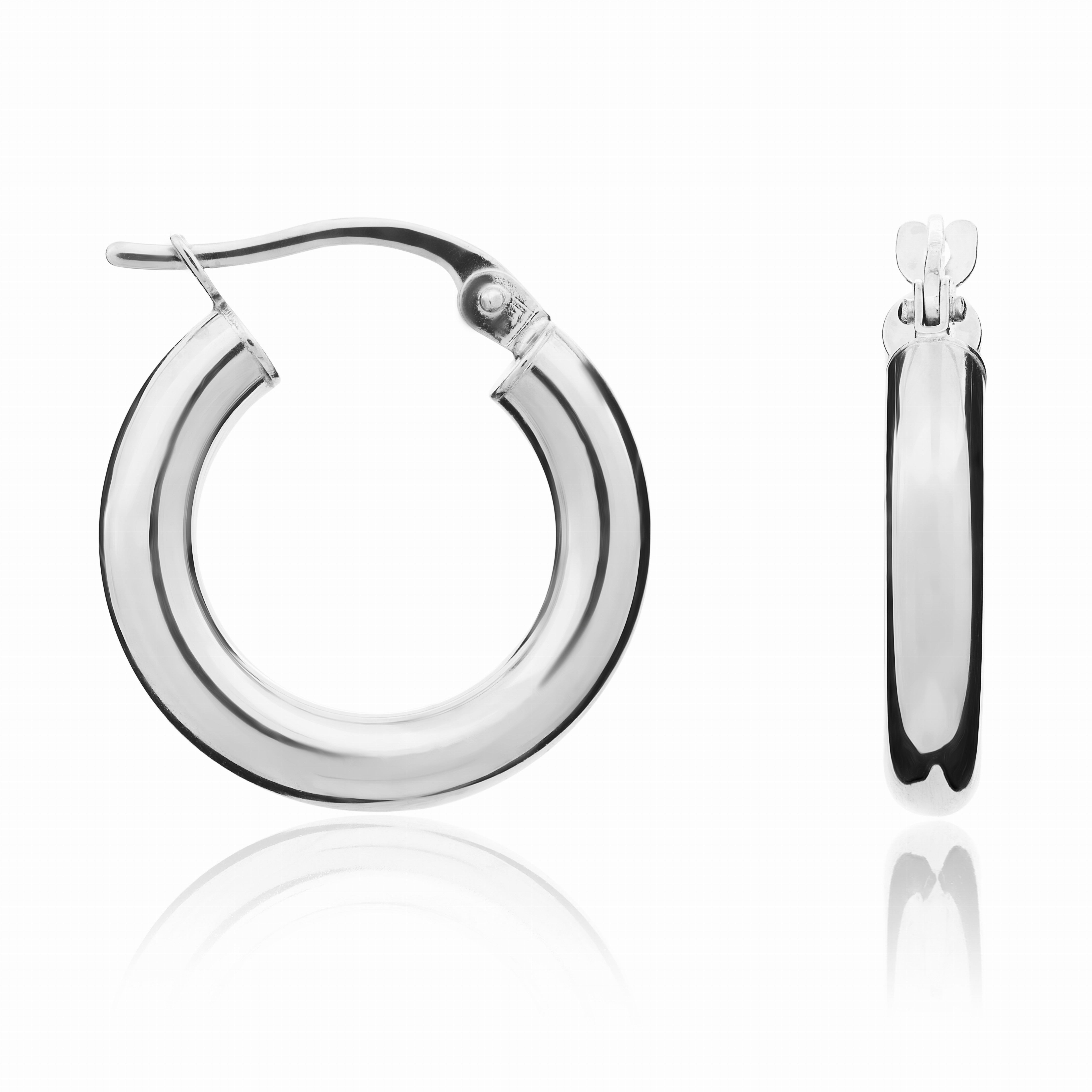 9CT WG 3MM TUBE POLISHED HOOP EARRINGS 16MM DIAMETER