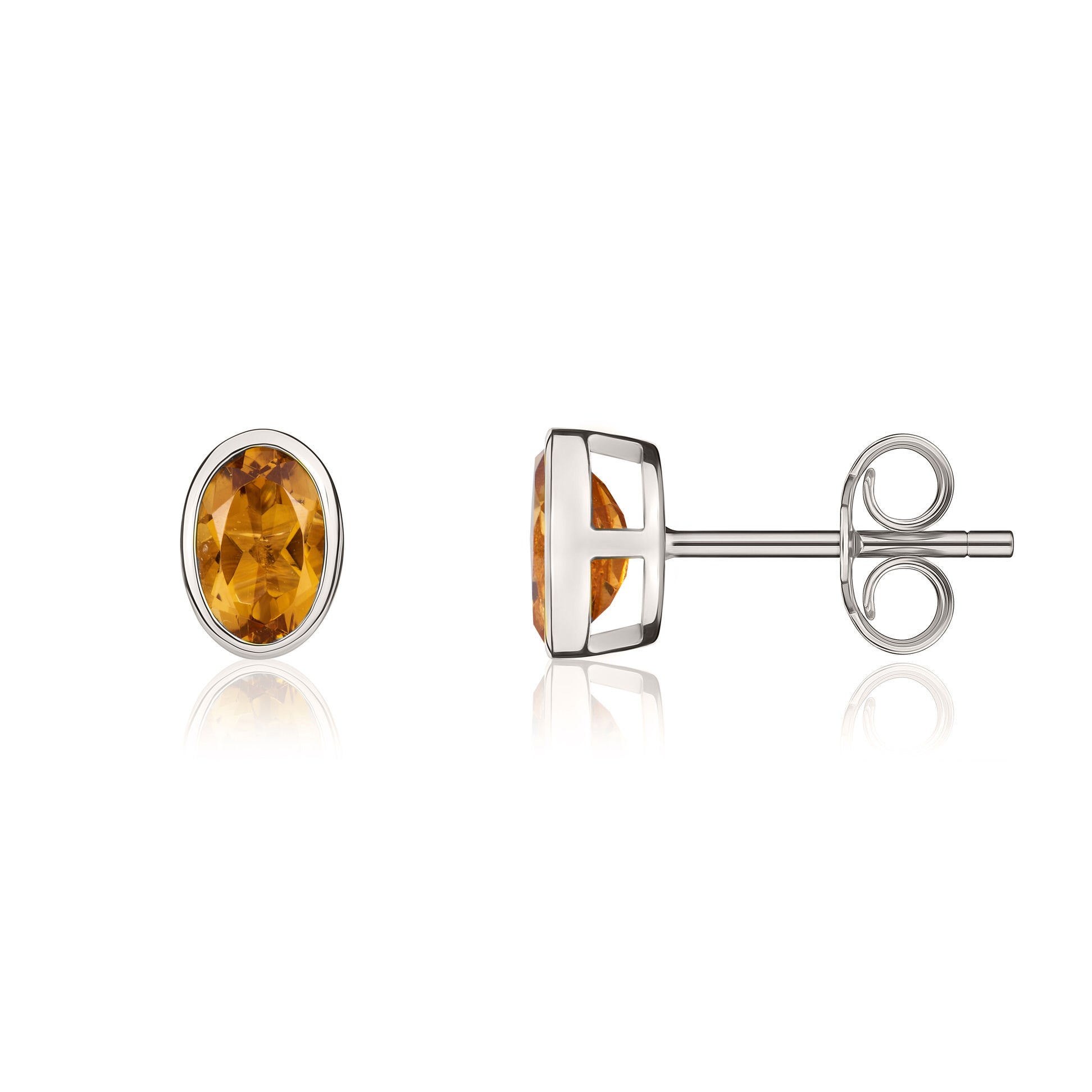 9CT WG 6X4 OVAL CITRINE RUBOVER STUD EARRINGS