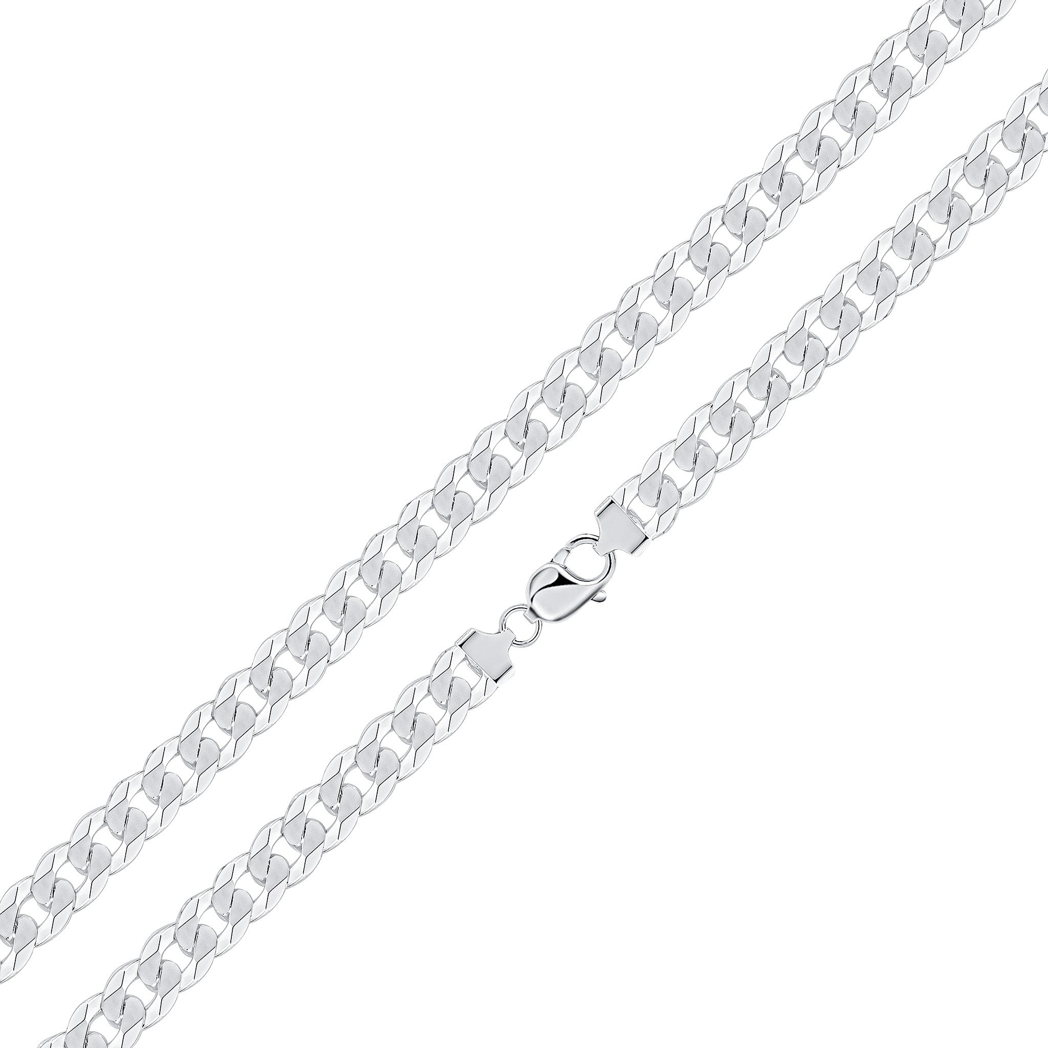 Silver 10mm Curb Necklace 22"