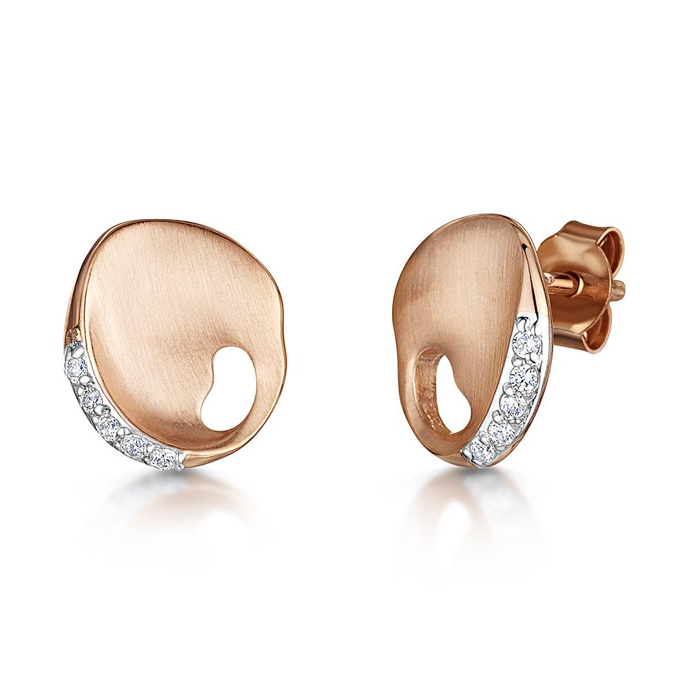 Sterling Silver Rose Gold Nugget Earrings