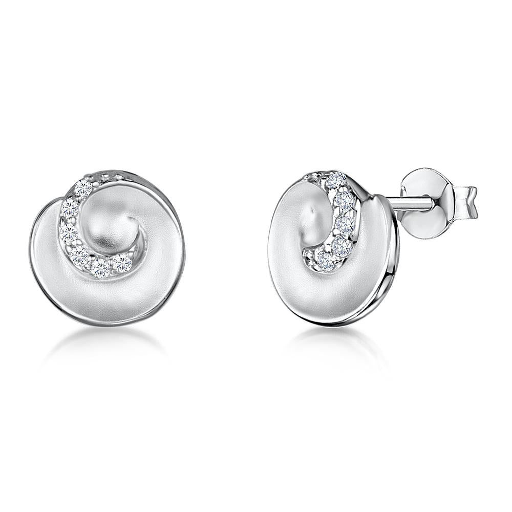 Sterling Silver Satin Finished Stud Earrings