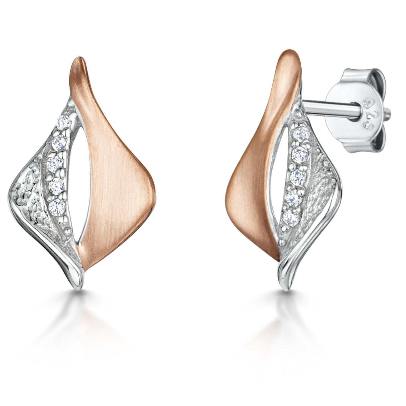 Sterling Silver Rose Gold Sail Shape Earrings