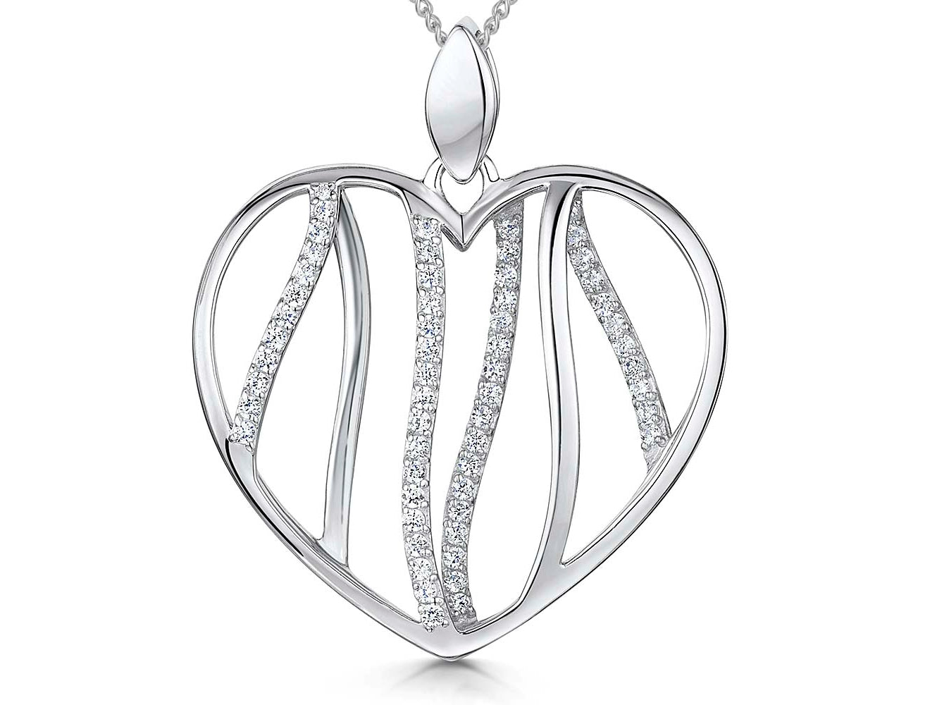 Sterling Silver Large Open Heart Pendant
