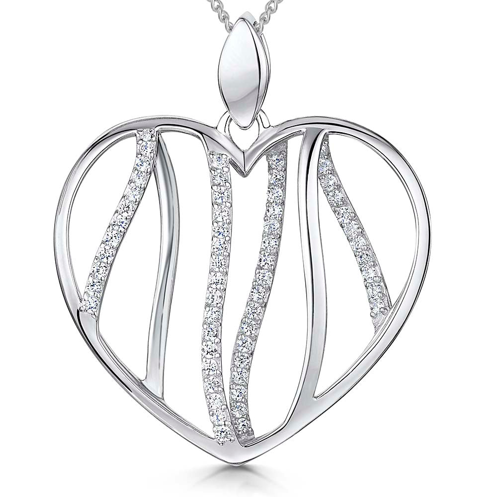 Sterling Silver Large Open Heart Pendant