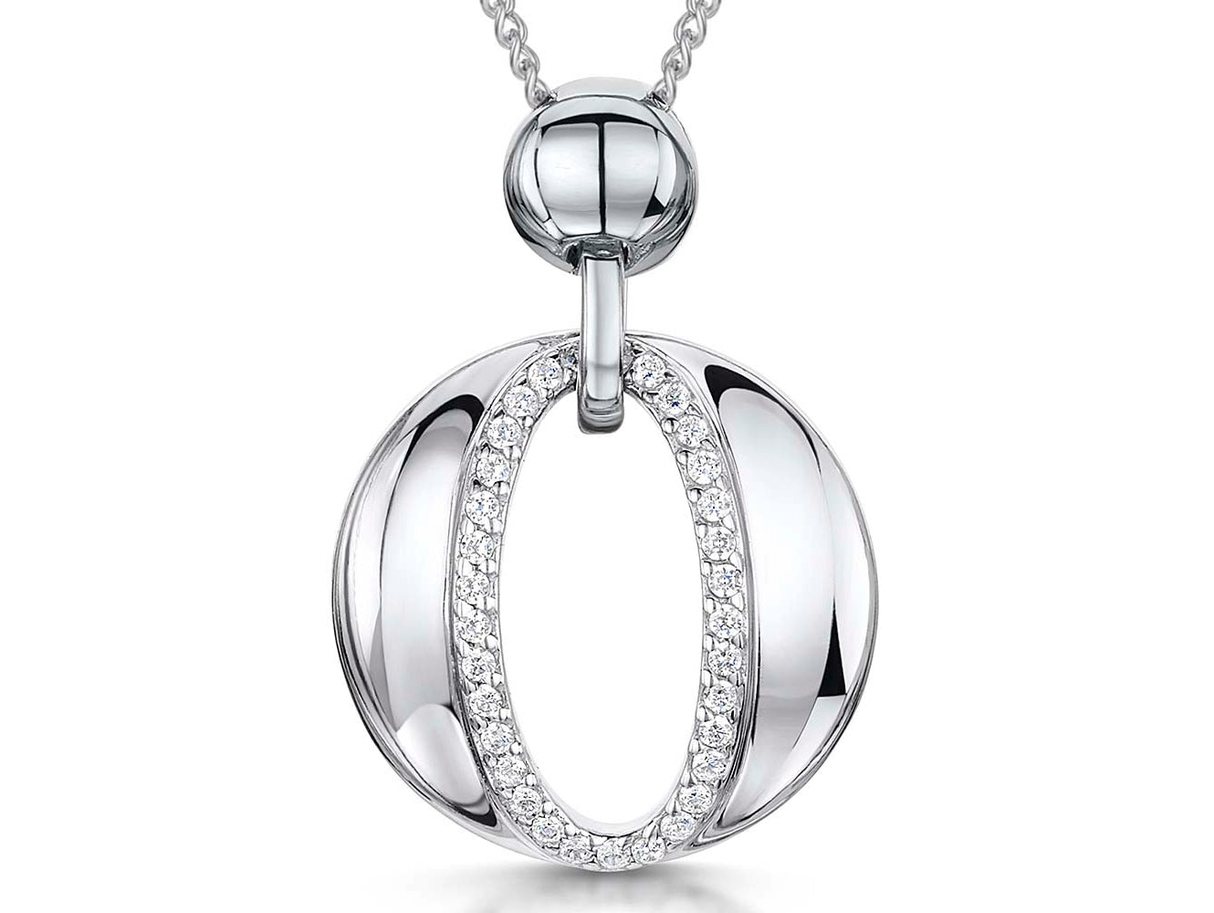 Circle Pendant With Pave Oval Centre