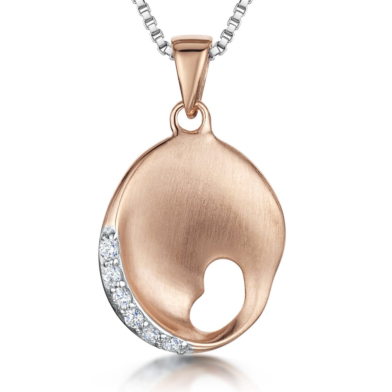 Sterling Silver Satin Finished Rose Gold Pendant-