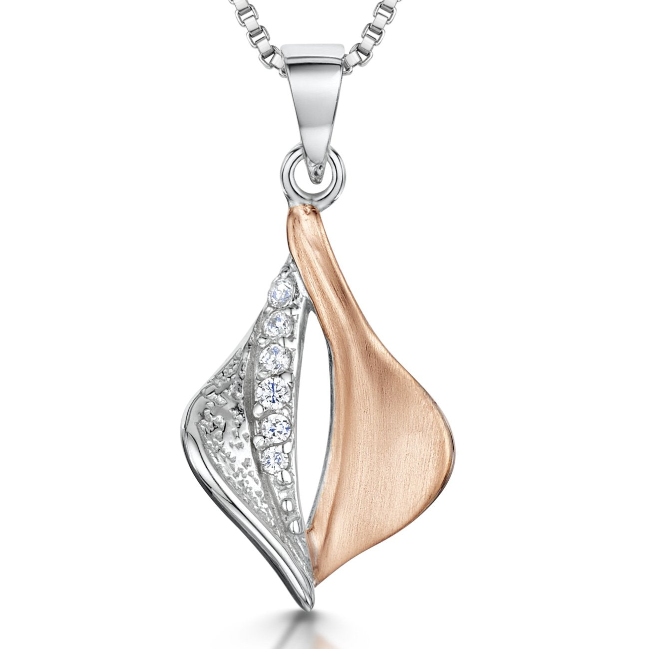 Sterling Silver Brushed Rose Gold Pendant