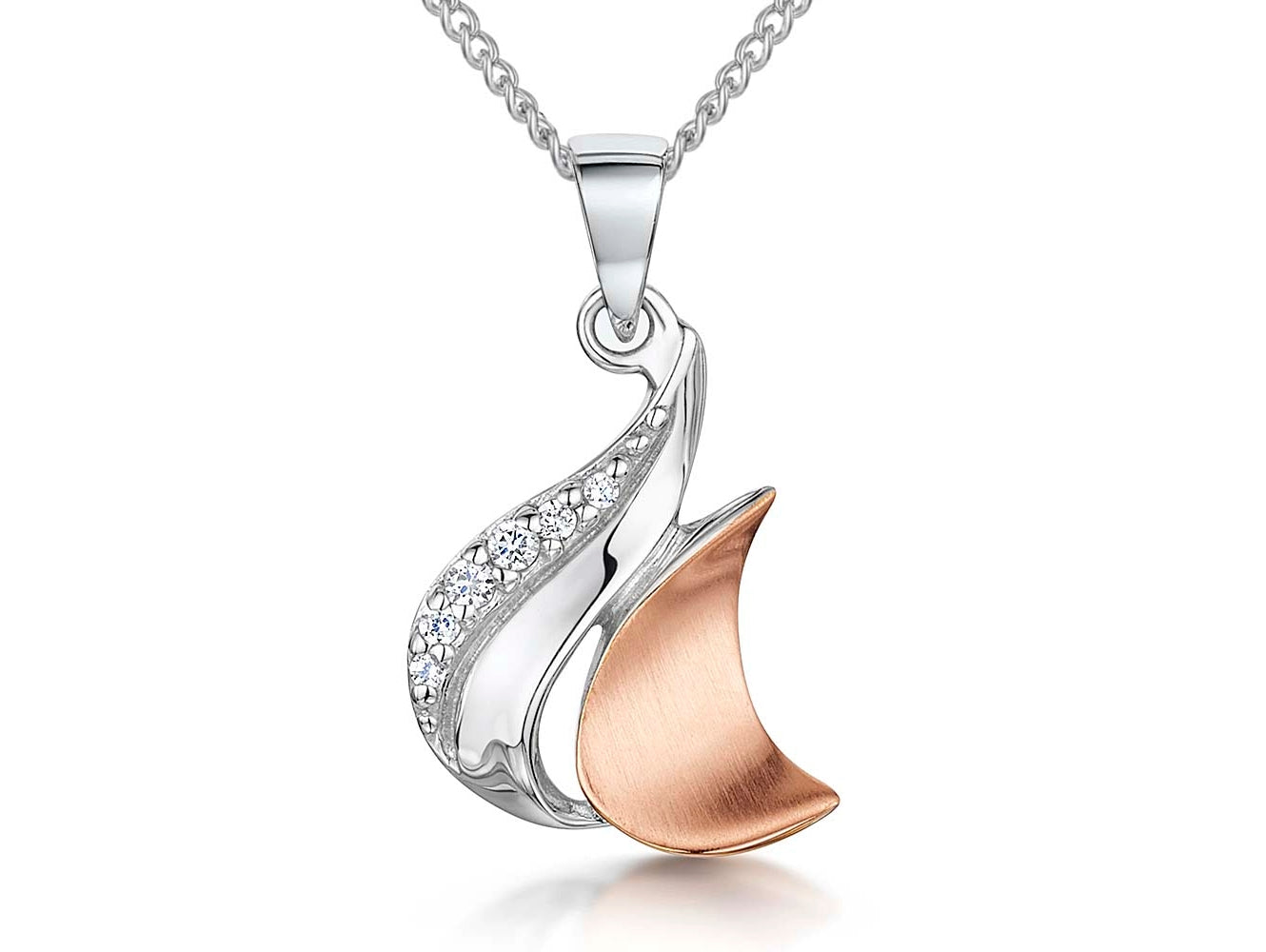 Sterling Silver Rose Gold Wave Pendant
