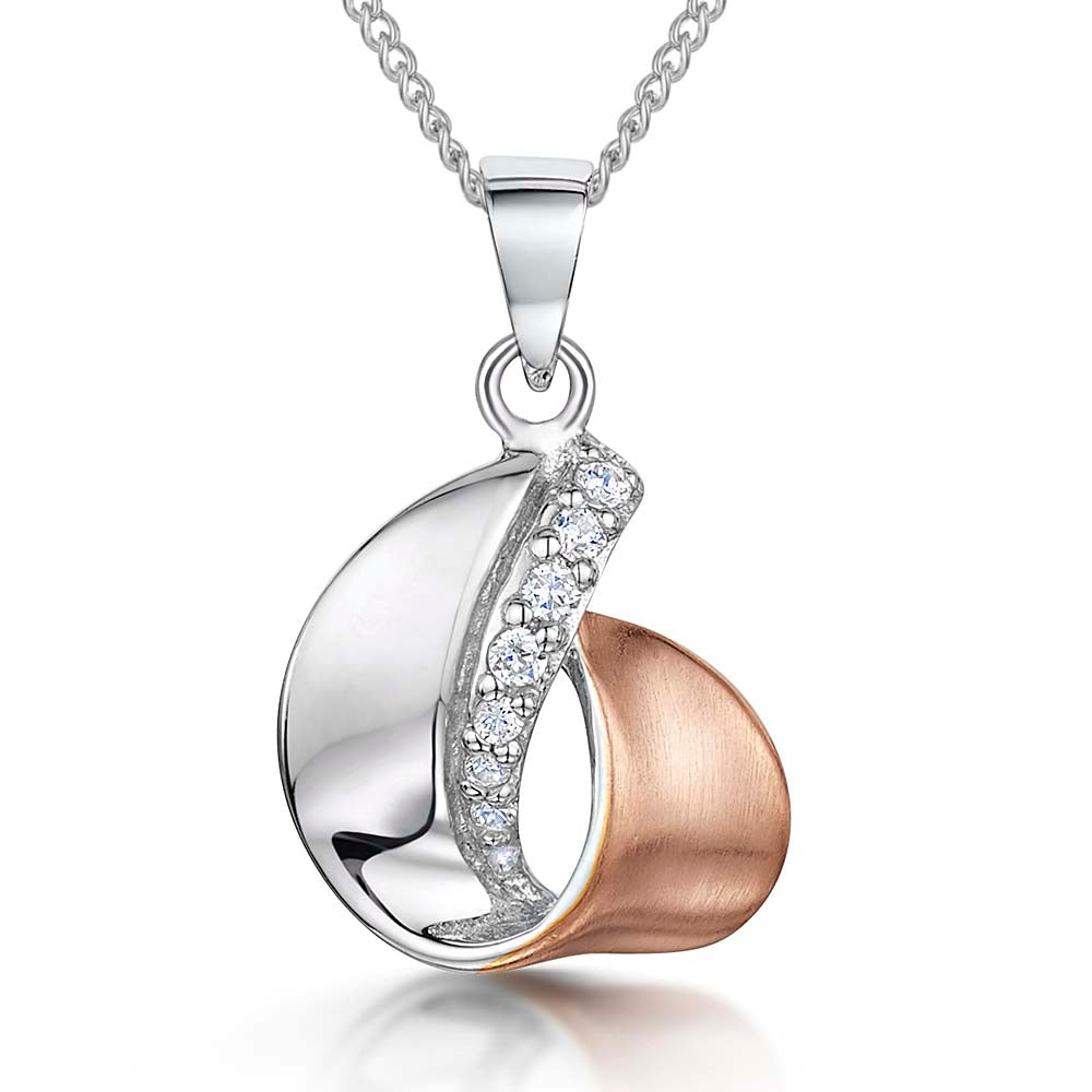 Sterling Silver Rose Gold Swirl Pendant