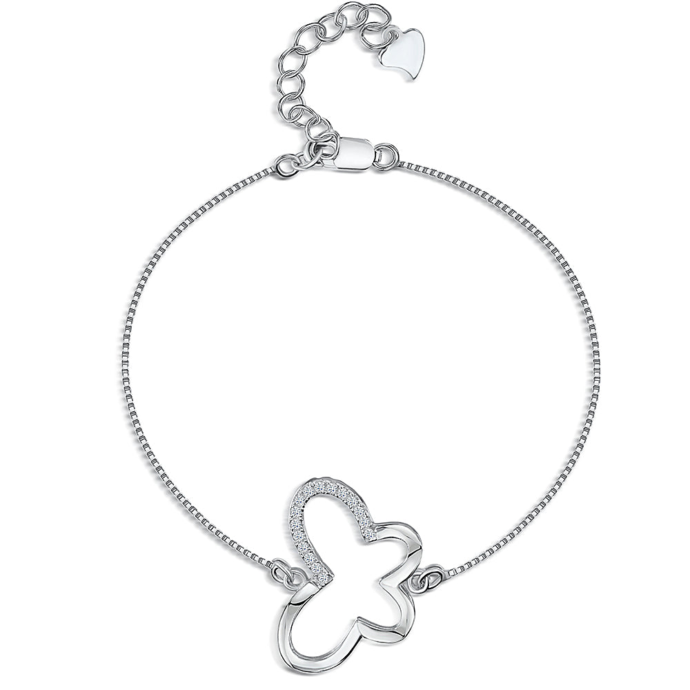 Sterling Silver Chain Butterfly Bracelet
