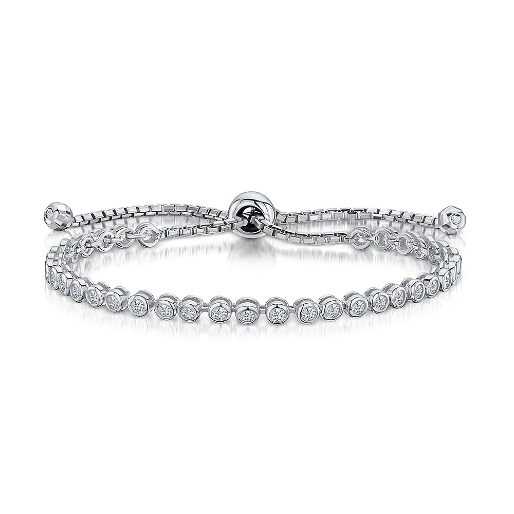 Sterling Silver Friendship Rubover Set Bracelet