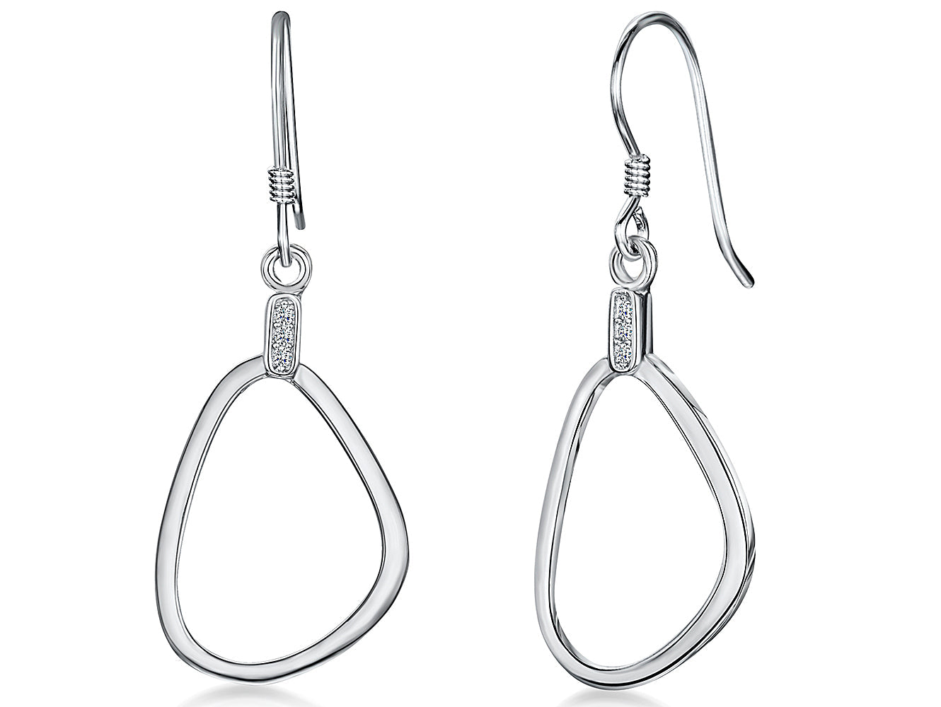 Sterling Silver Plain Earrings With A Geometric Shape