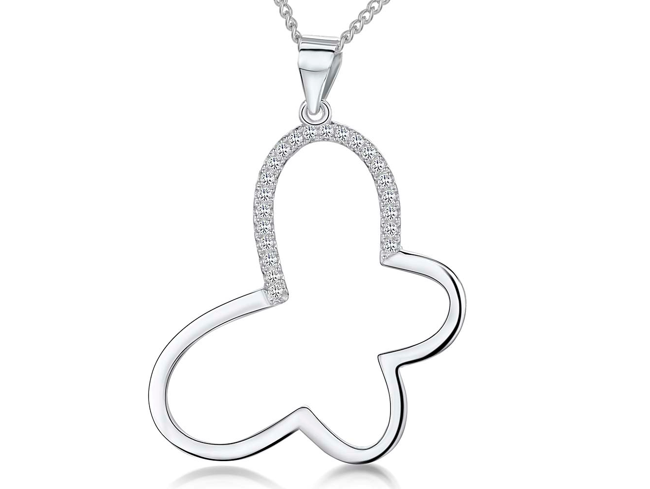 Sterling Silver Open Butterfly Necklace