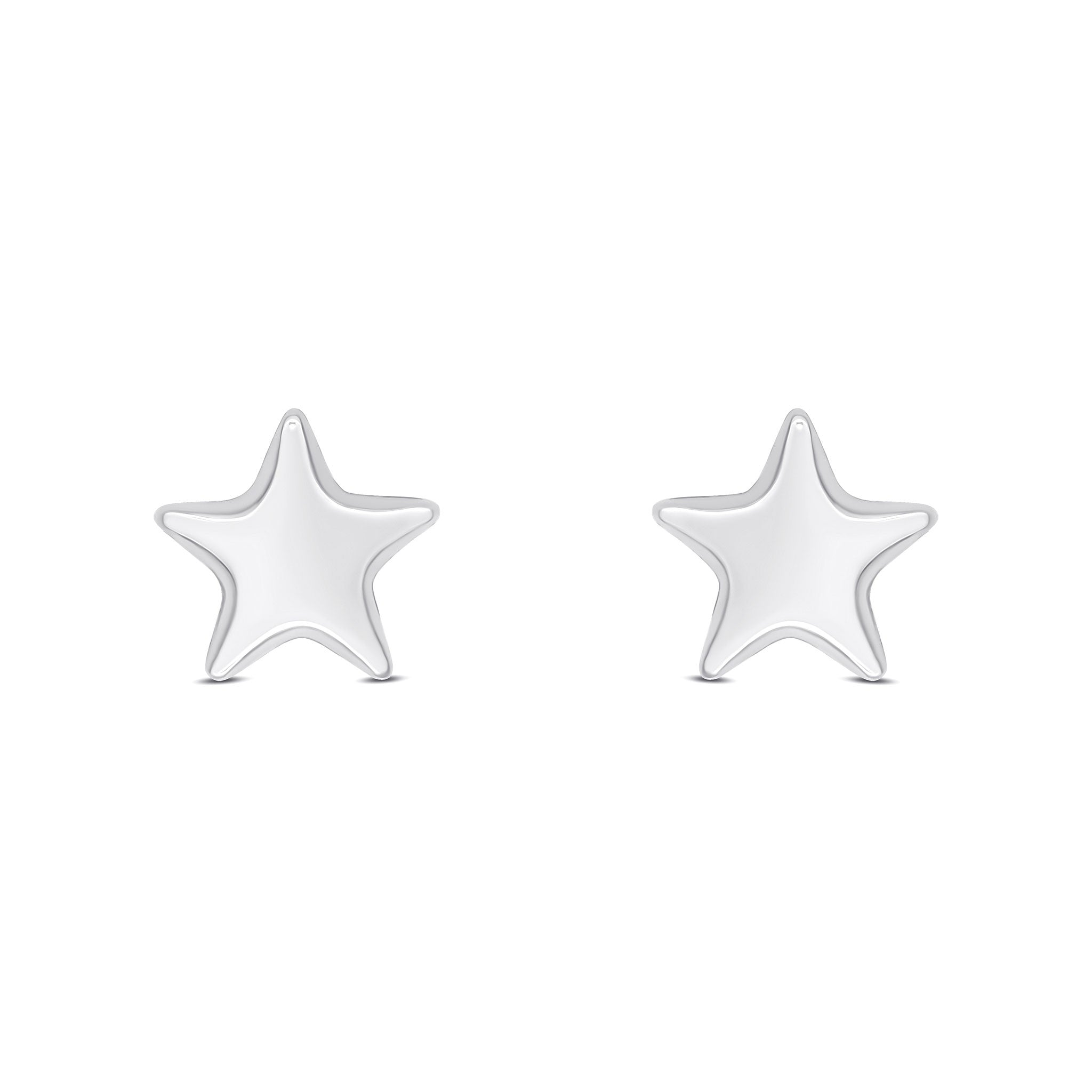 9CT WHITE GOLD POLISHED FINISH 9MM STAR STUD EARRINGS