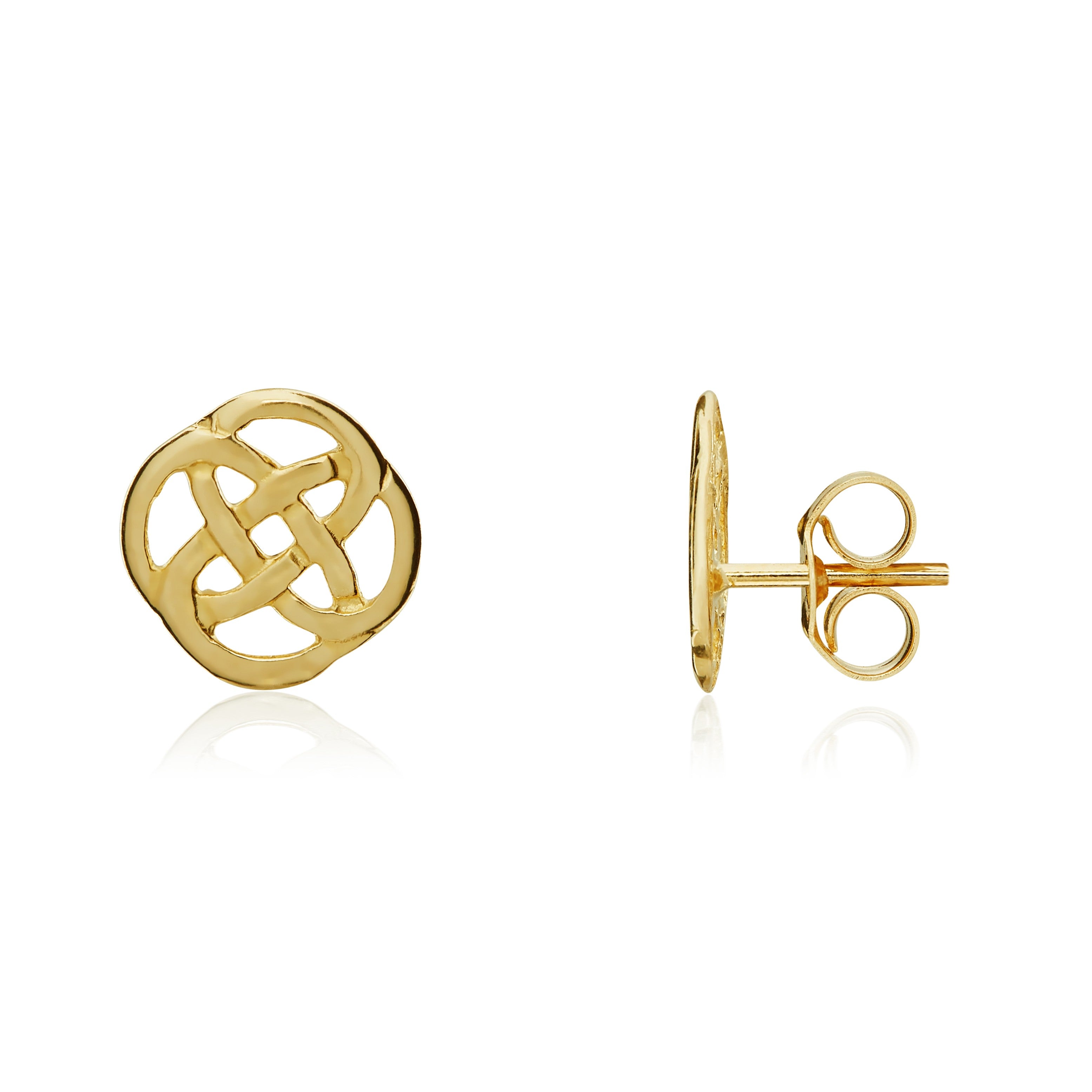 9CT YG POLISHED ROUND CELTIC STYLE STUD EARRINGS