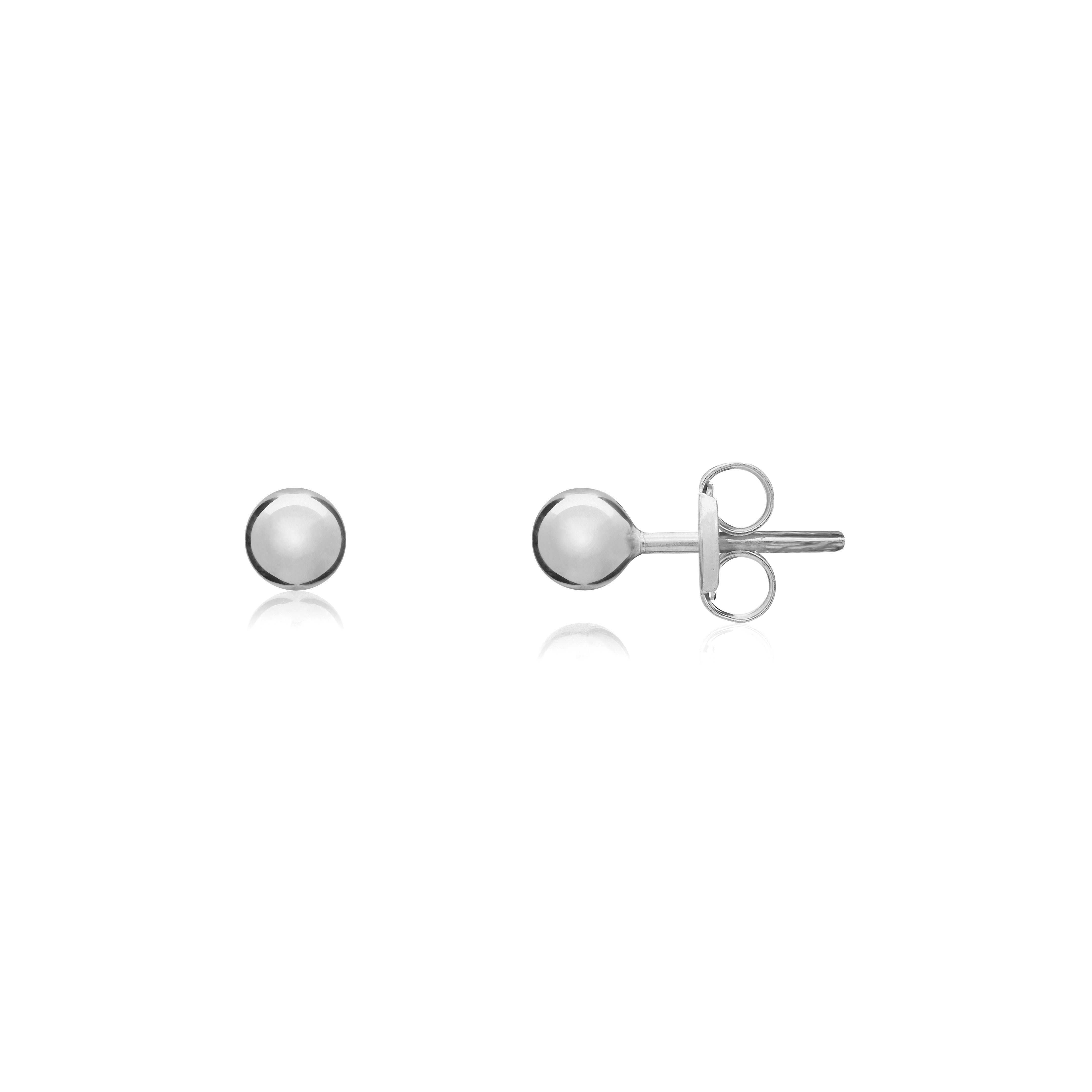 9CT WHITE GOLD 3MM POLISHED BALL STUDS