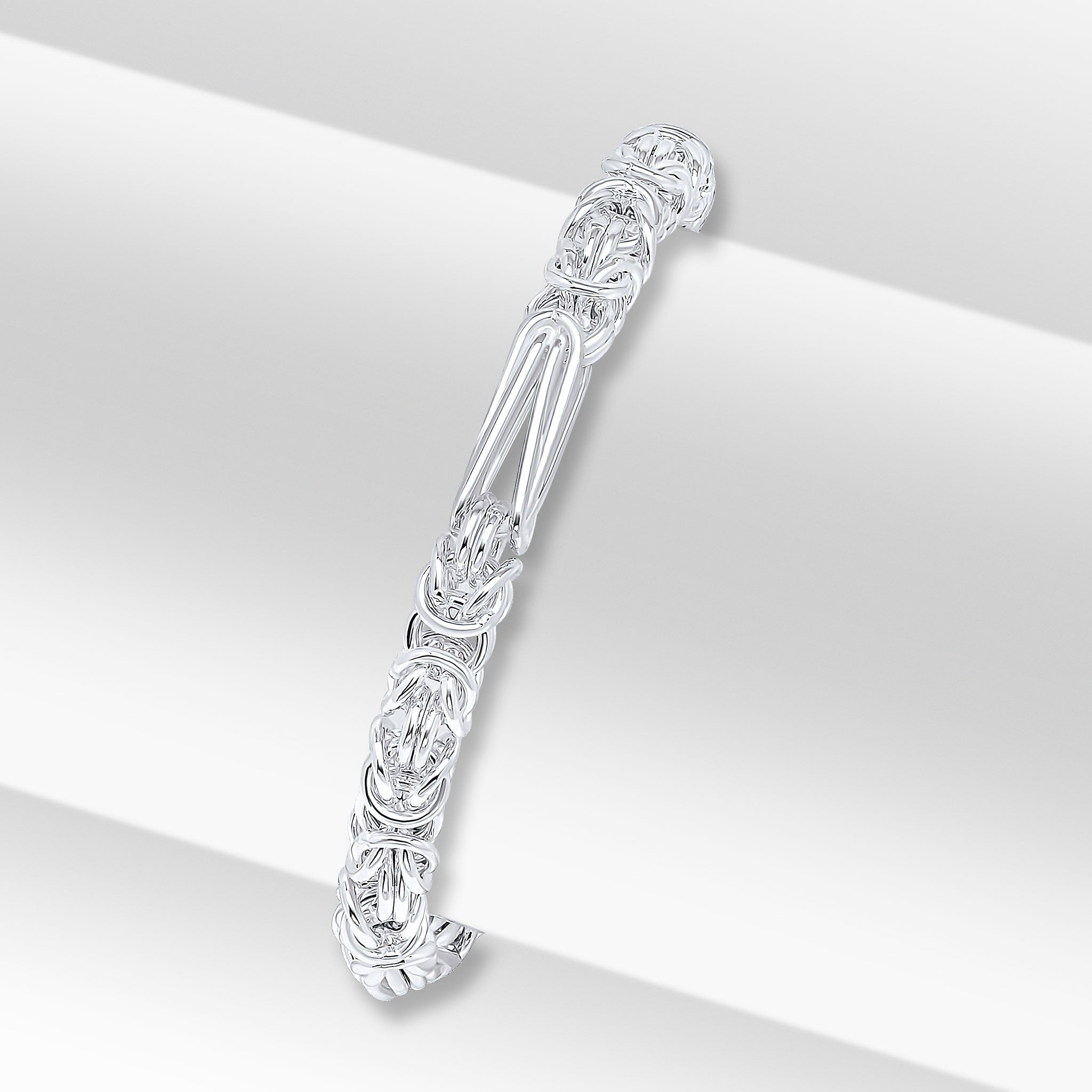 Silver 5mm Byzantine Long/Short 7.5" Bolt Ring