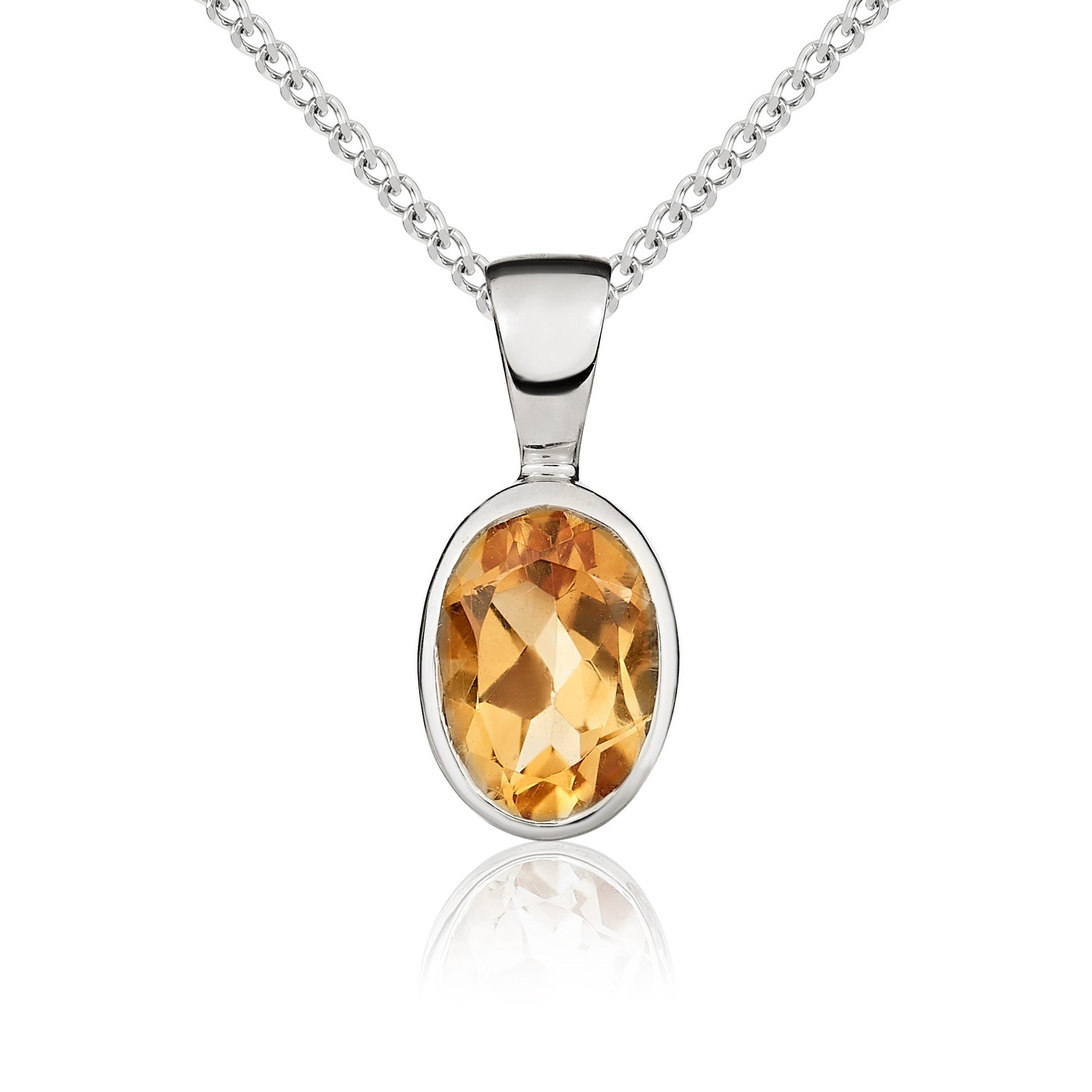 9CT WG 7X5MM OVAL CITRINE RUBOVER PENDANT