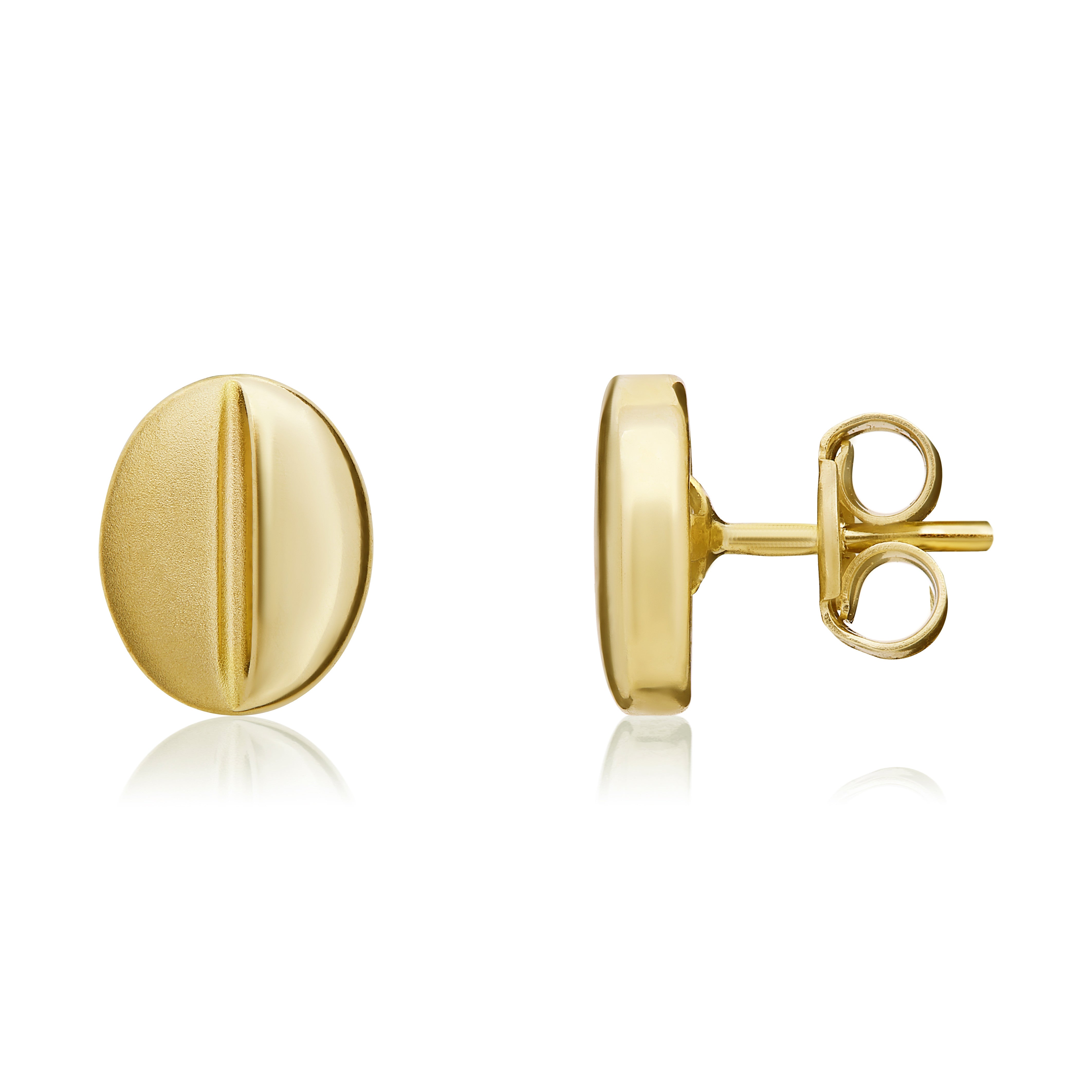 9CT YELLOW GOLD POLISHED AND SATIN FINISH COFFEE BEAN STUD EARRINGS