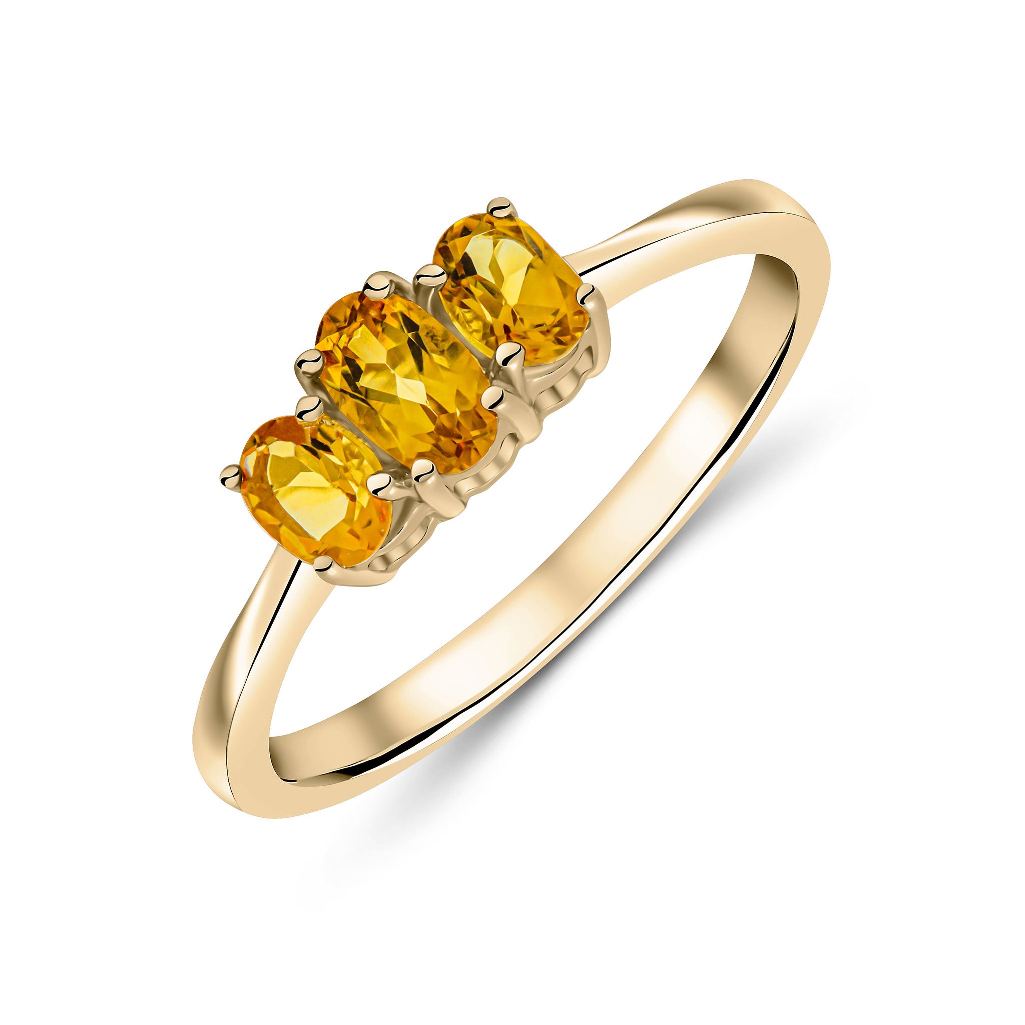 9CT YG OVAL CITRINE 3ST CLAW SET RING