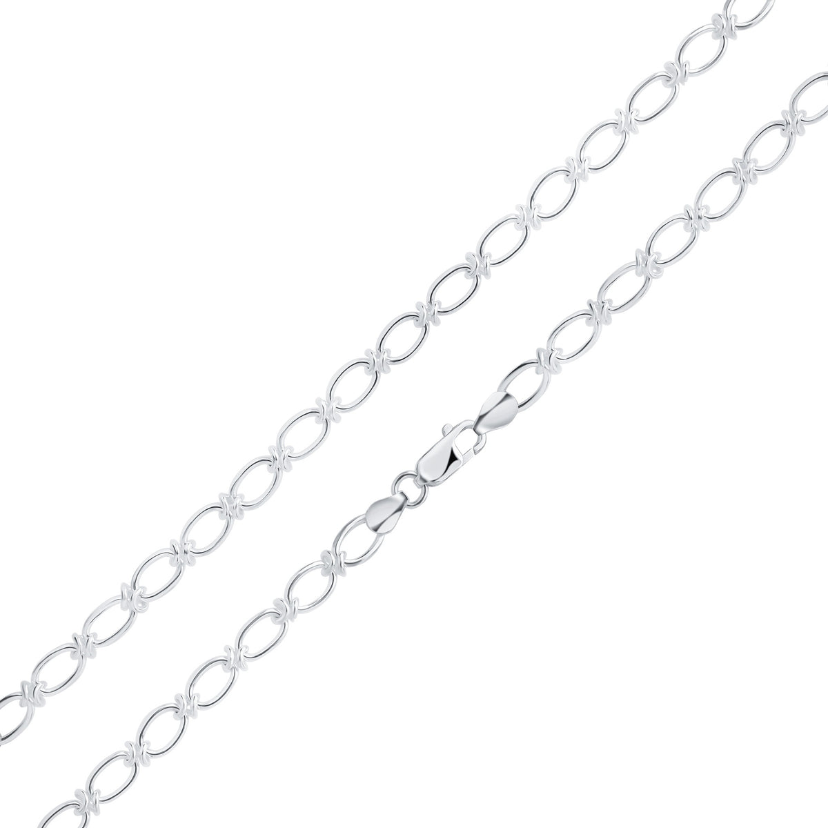 Silver HM Oval Knot Necklace 18"