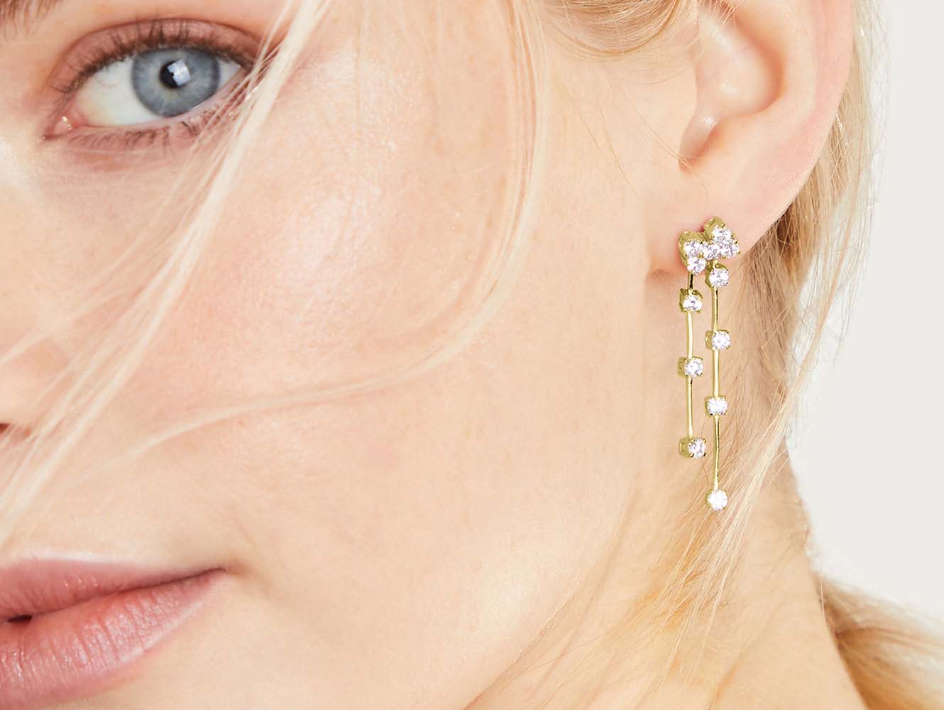 Gold Vermeil Cubic Zirconia Scatter Earrings