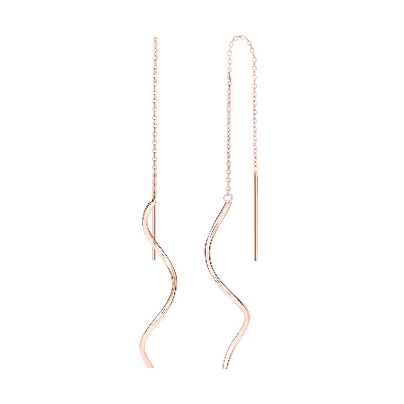 9CT ROSE GOLD SQUIGGLE PULL-THROUGH DROP EARRINGS