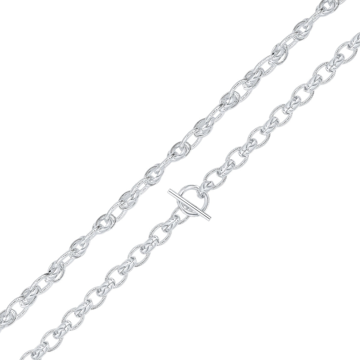 Silver 9mm Textured Oval Fancy 7.5" T-Bar