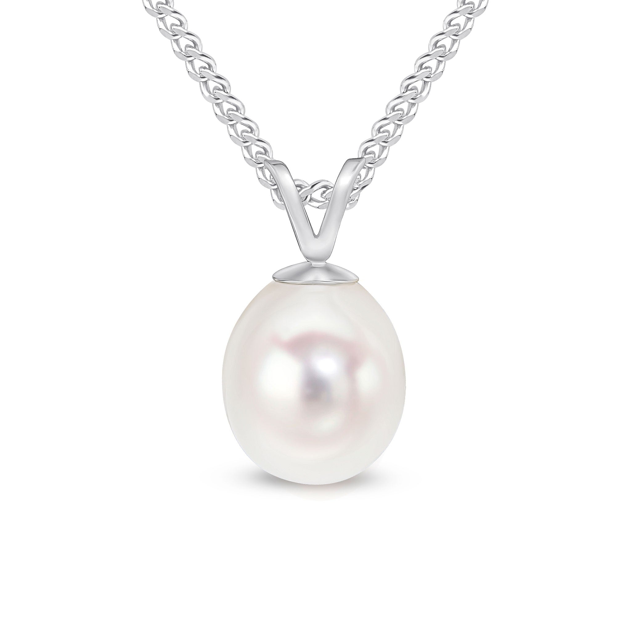 9CT WHITE GOLD 8-8.5MM FRESHWATER PEARL DROP PENDANT