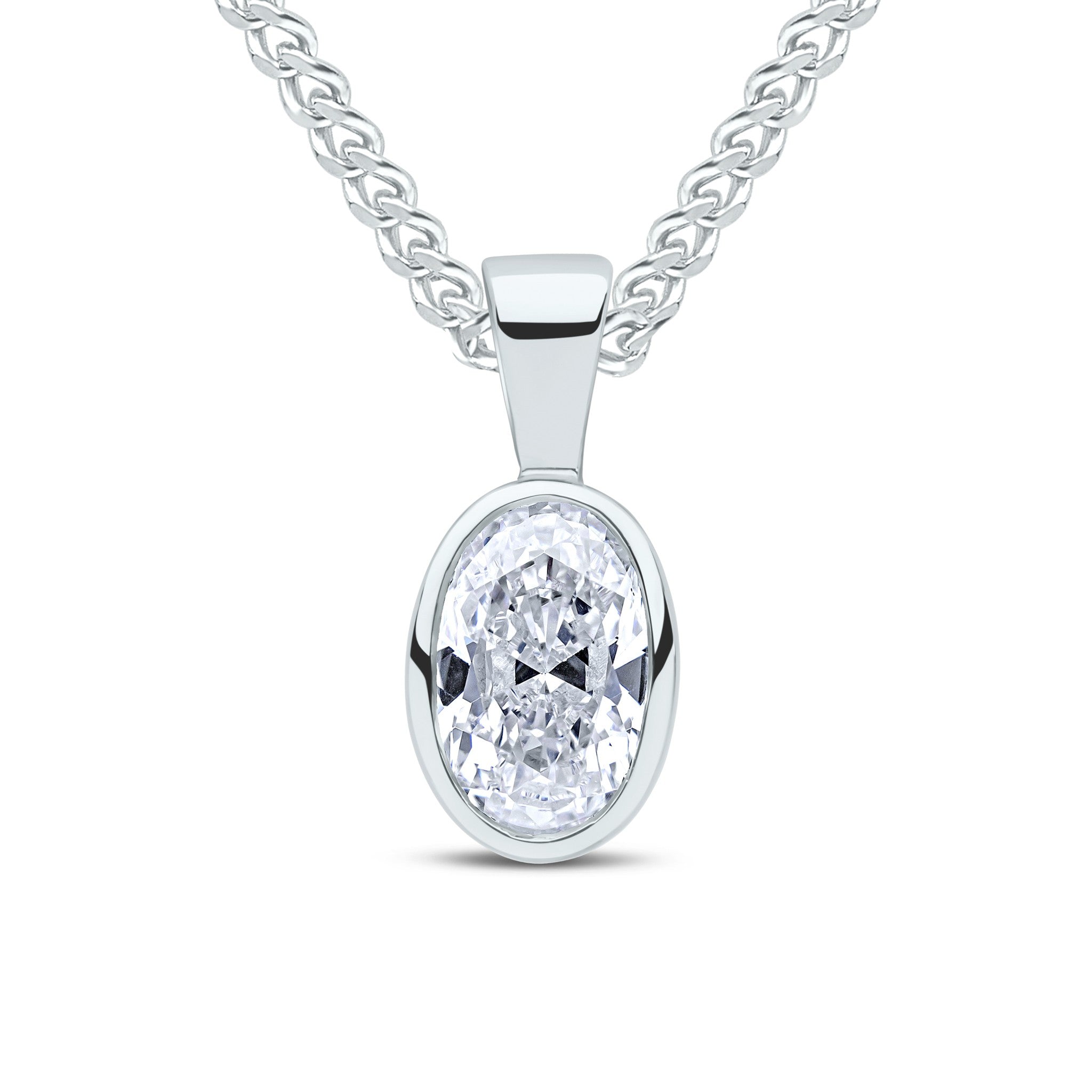9CT WG 7X5 OVAL CZ RUBOVER PENDANT