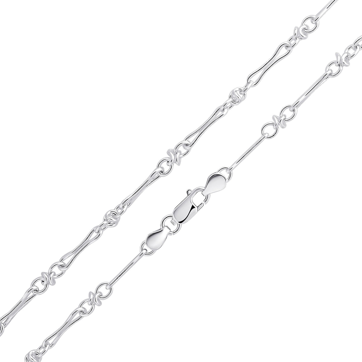Silver 4.5mm Pinch Bar Knot 20"