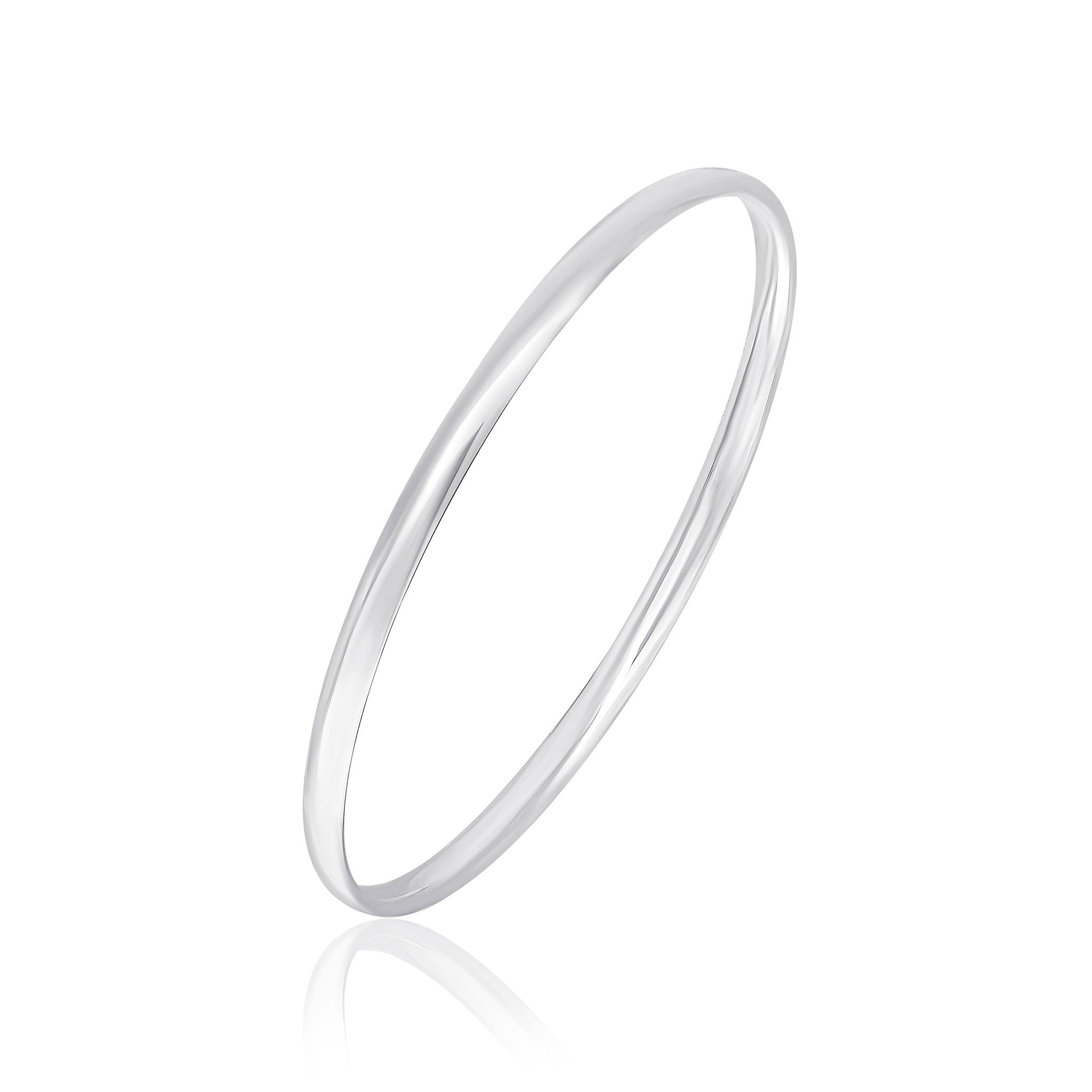 Silver Court Round 4mm Bangle