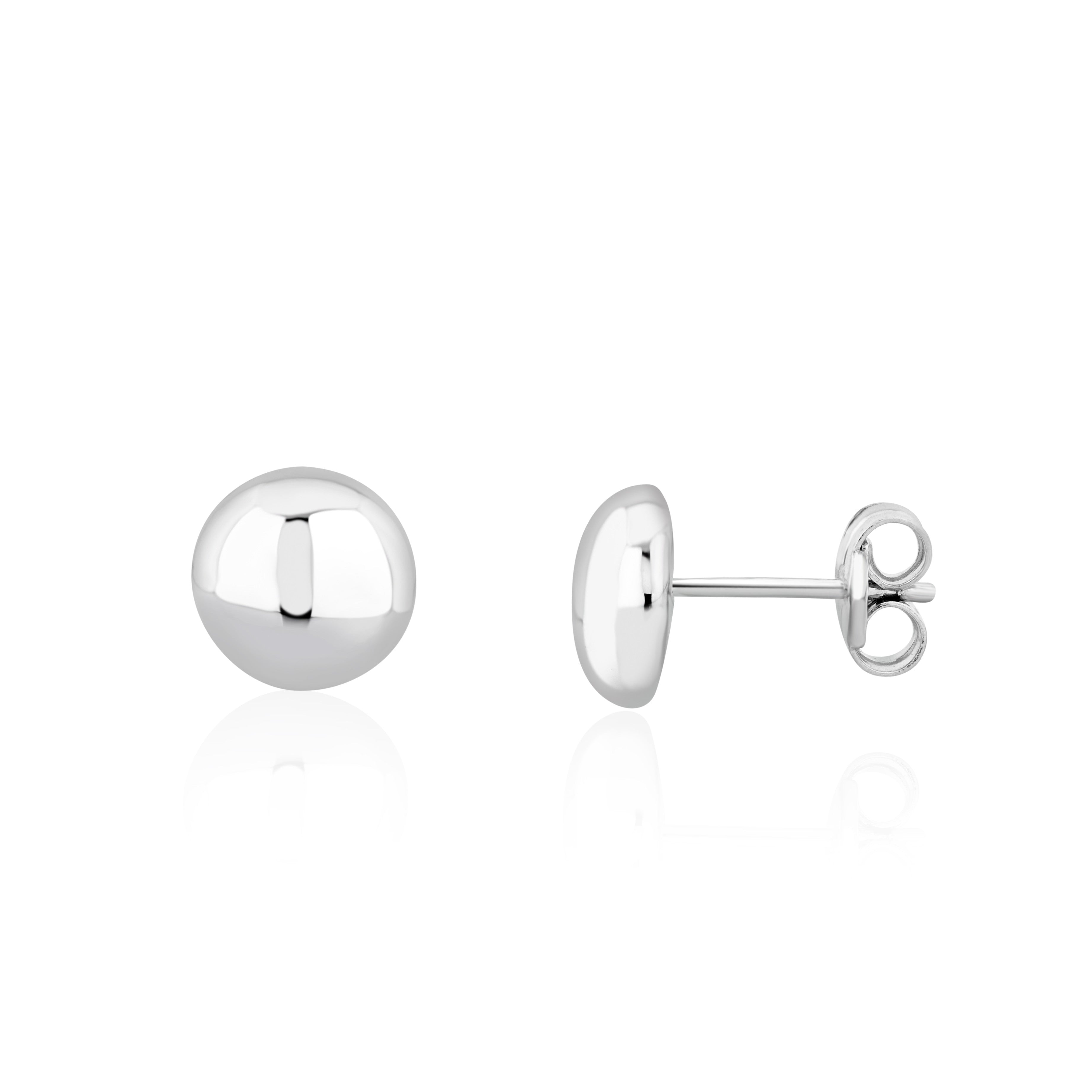 9CT WHITE GOLD 8MM POLISHED BUTTON STUDS