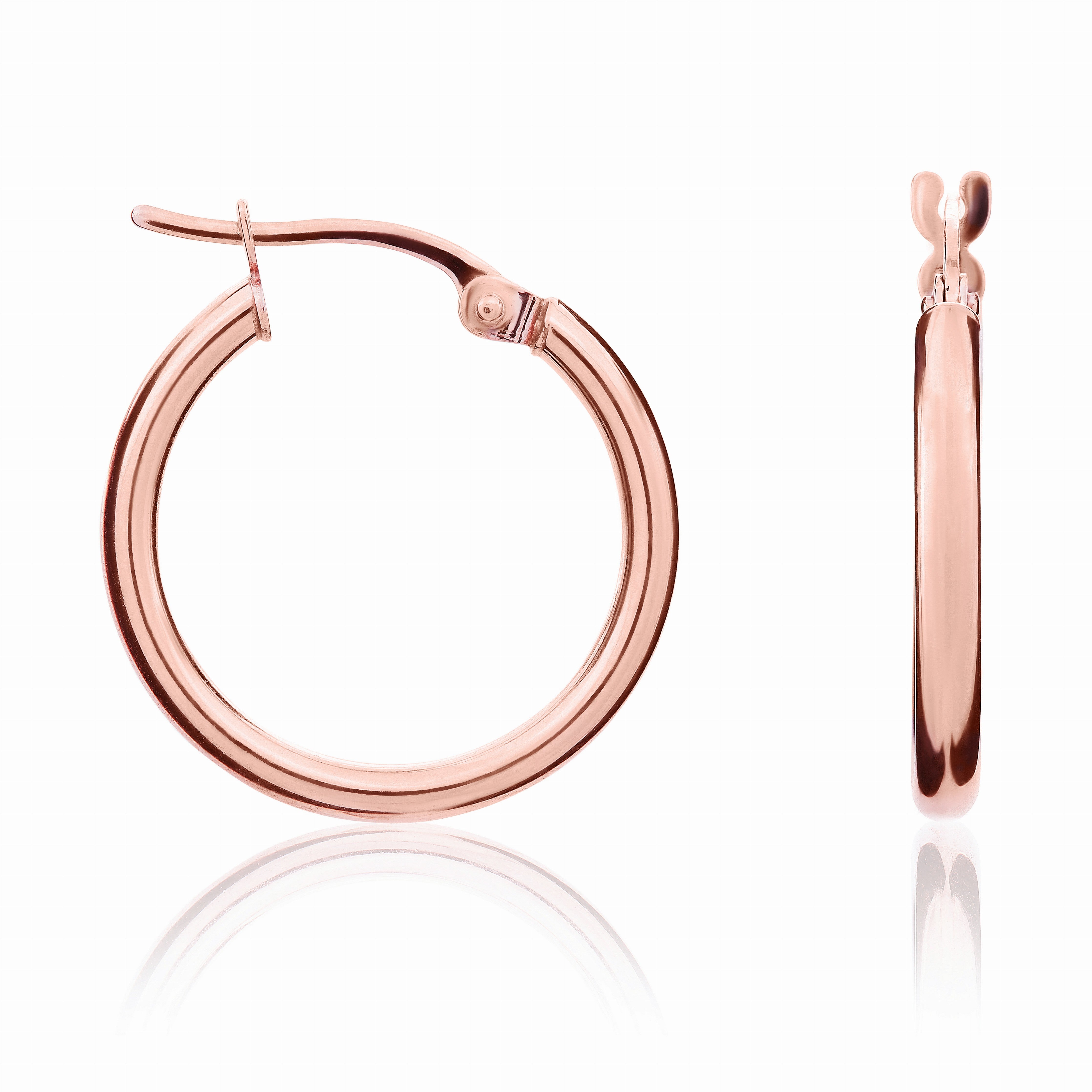 9CT RG 2MM POLISHED TUBE HOOP EARRINGS. 19MM OUTER DIAMETER