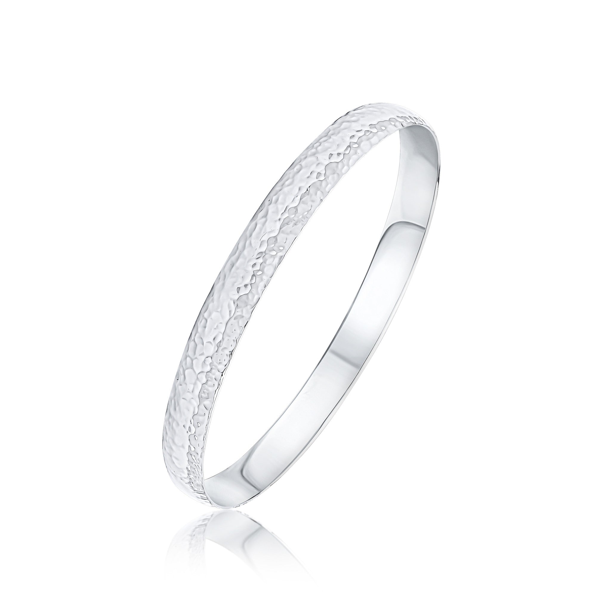 Silver 8mm Court Hammered Bangle