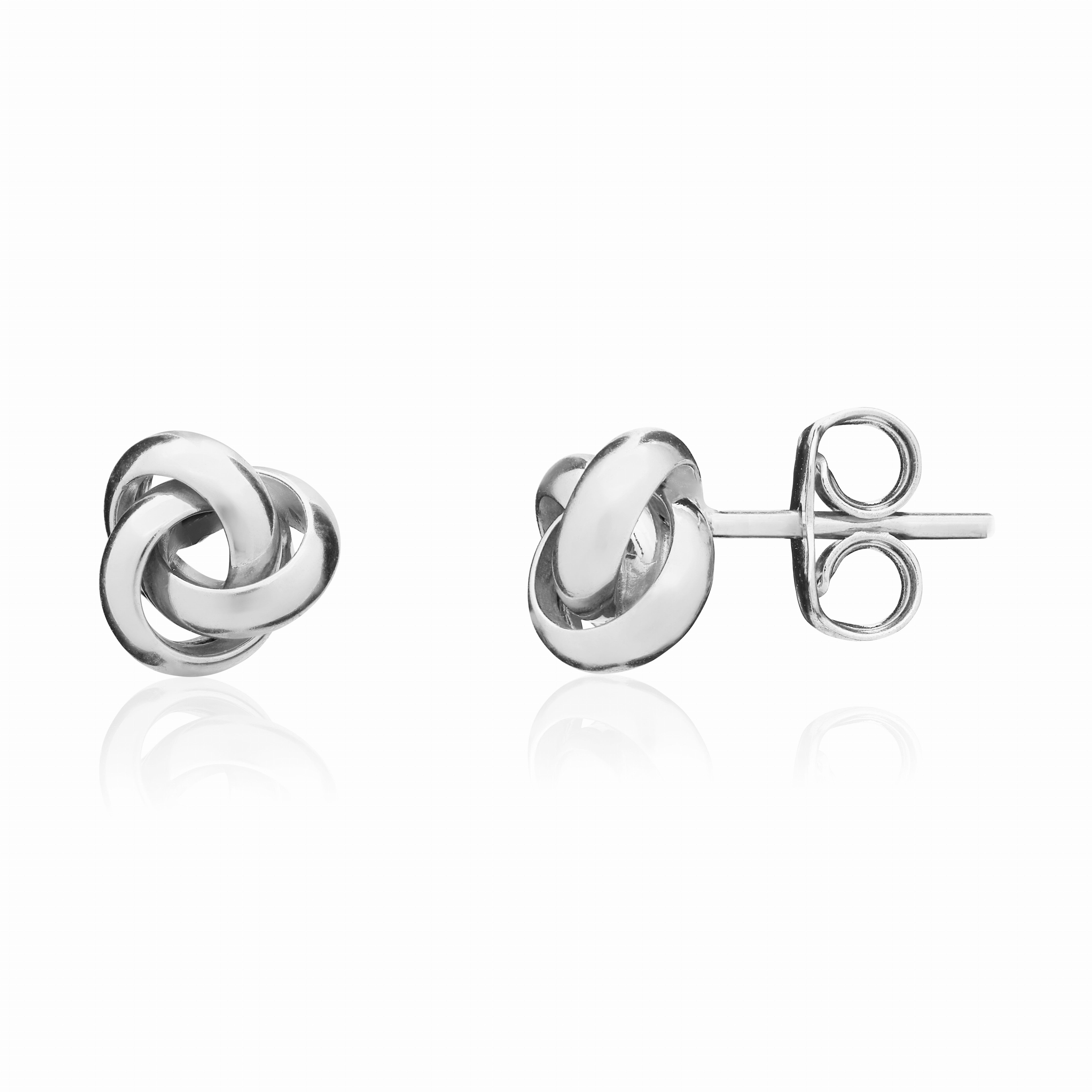 9CT WHITE GOLD POLISHED 3 ROW SMALL KNOT EARRINGS
