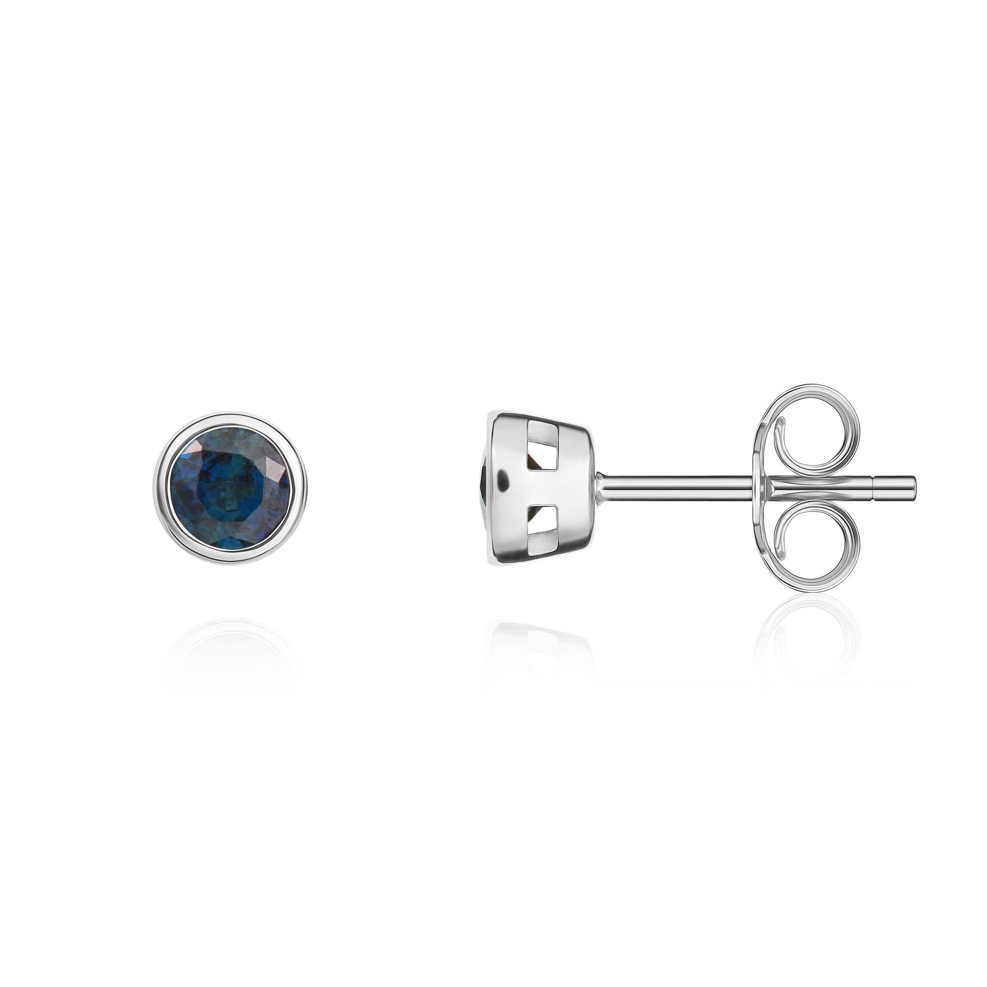 9CT WG 3MM ROUND SAPPHIRE RUBOVER EARRINGS