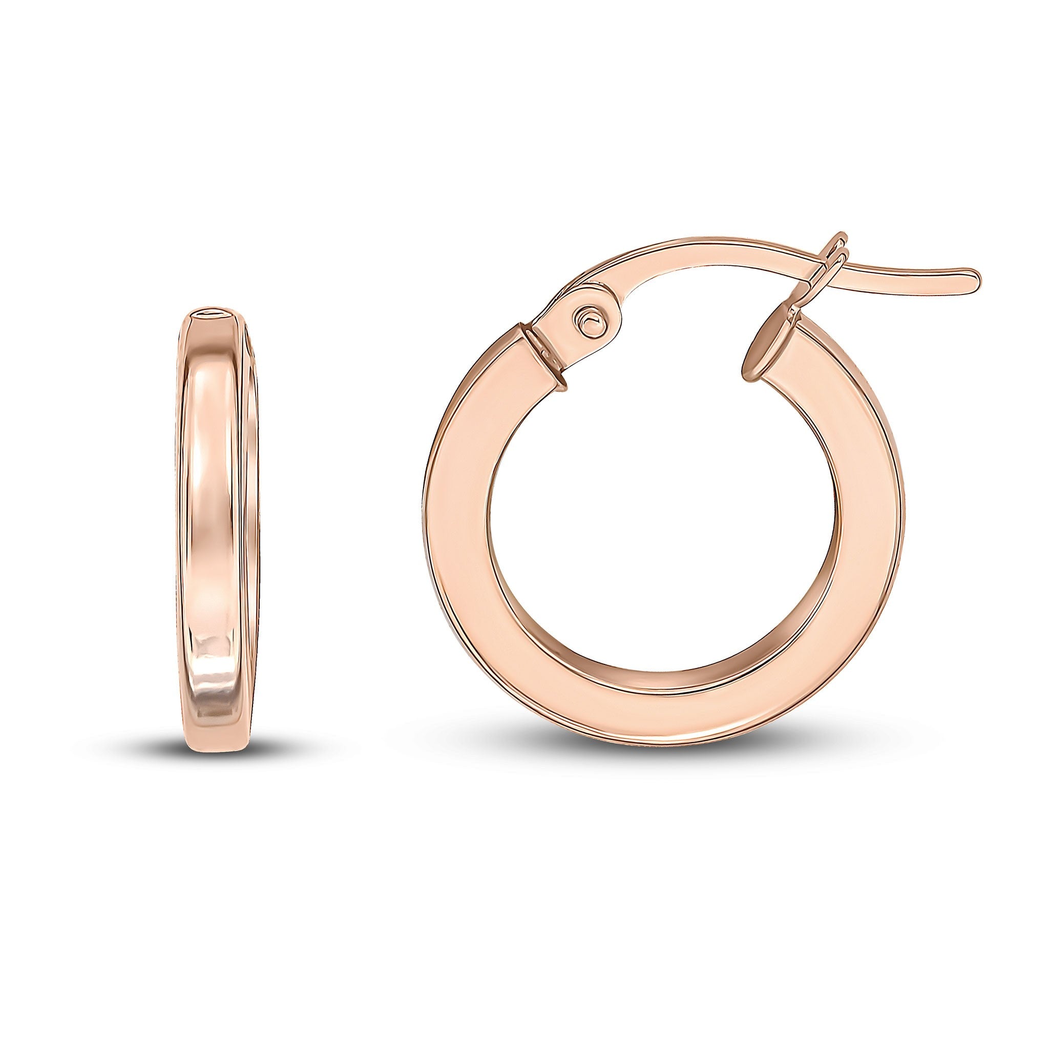 9CT RG 2MM SQUARE TUBE ROUND HOOP EARRINGS 14MM DIAMETER