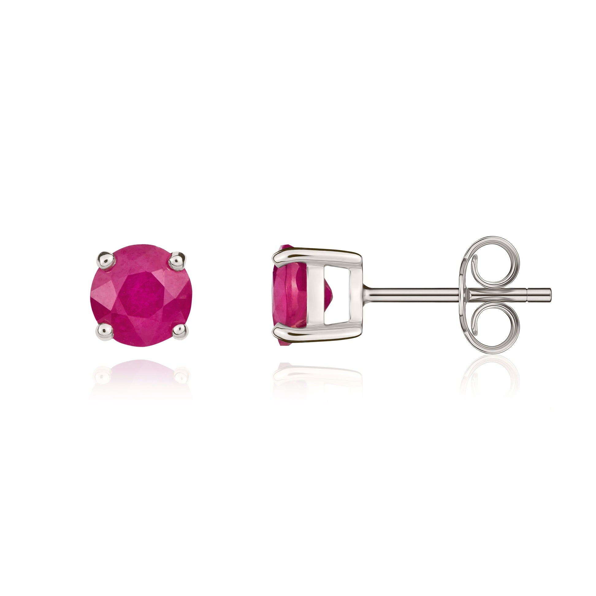 9CT WG 5MM ROUND RUBY 4 CLAW STUD EARRINGS