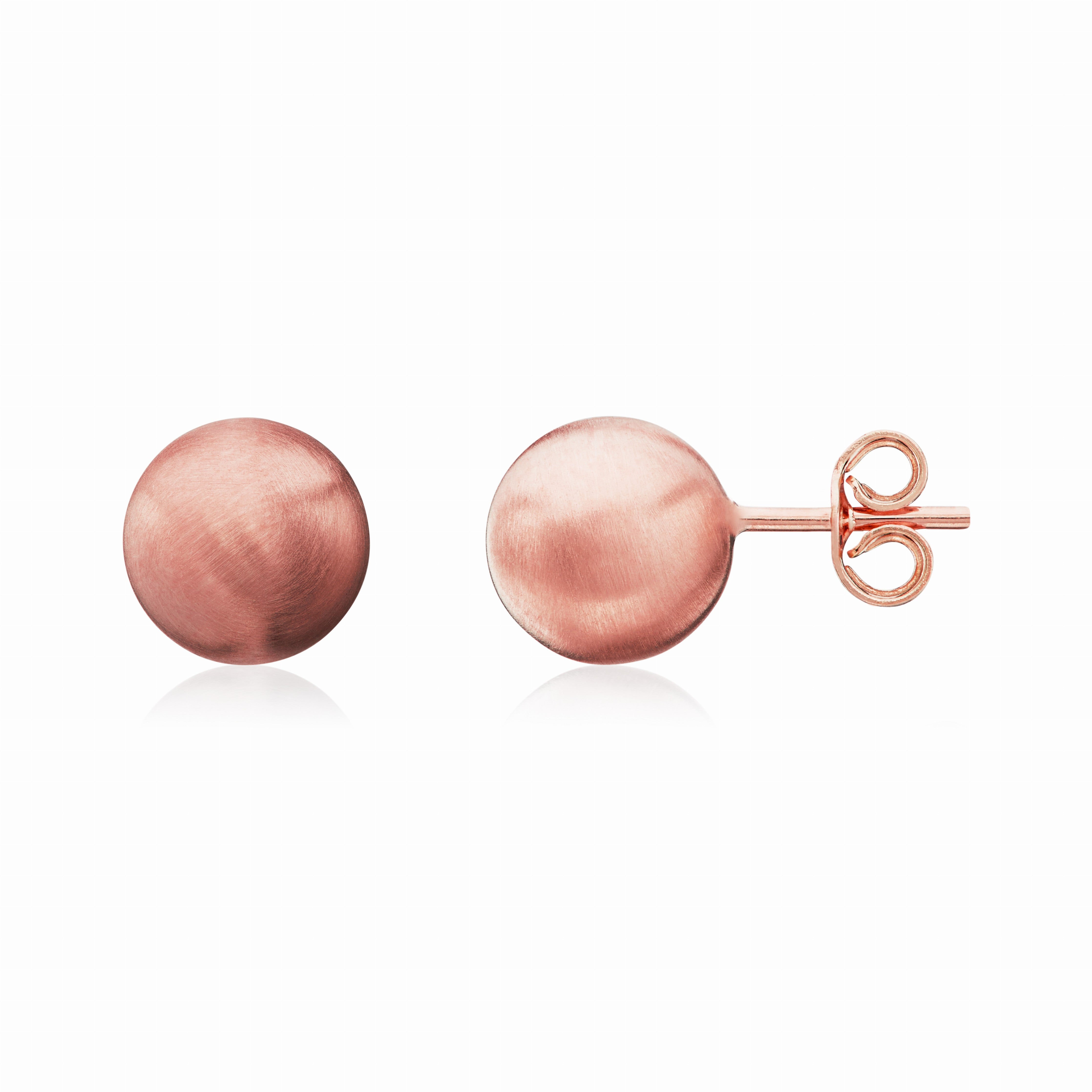 9CT RG SATIN 8MM BALL STUD EARRINGS