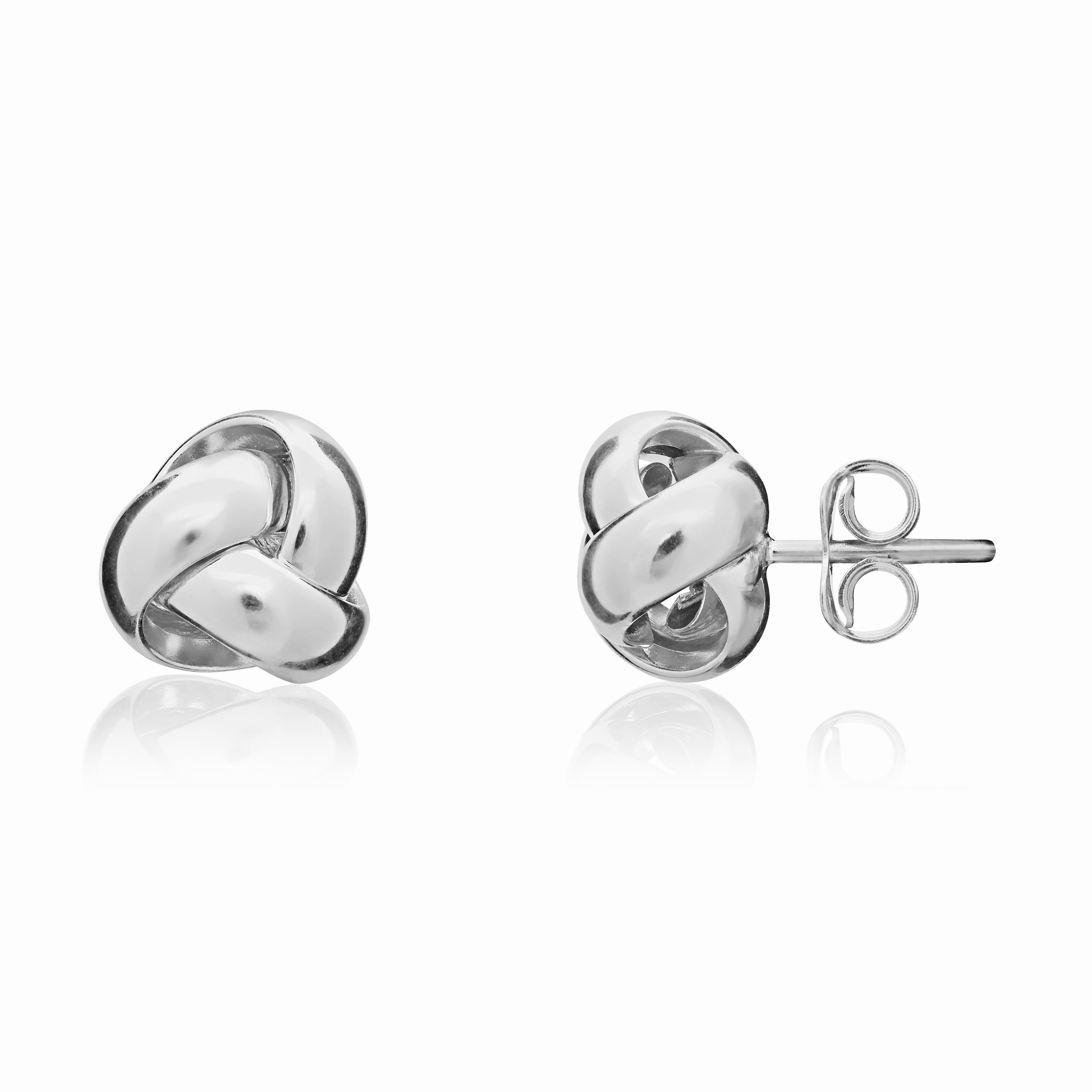 9CT WHITE GOLD POLISHED 3 STRAND KNOT EARRINGS